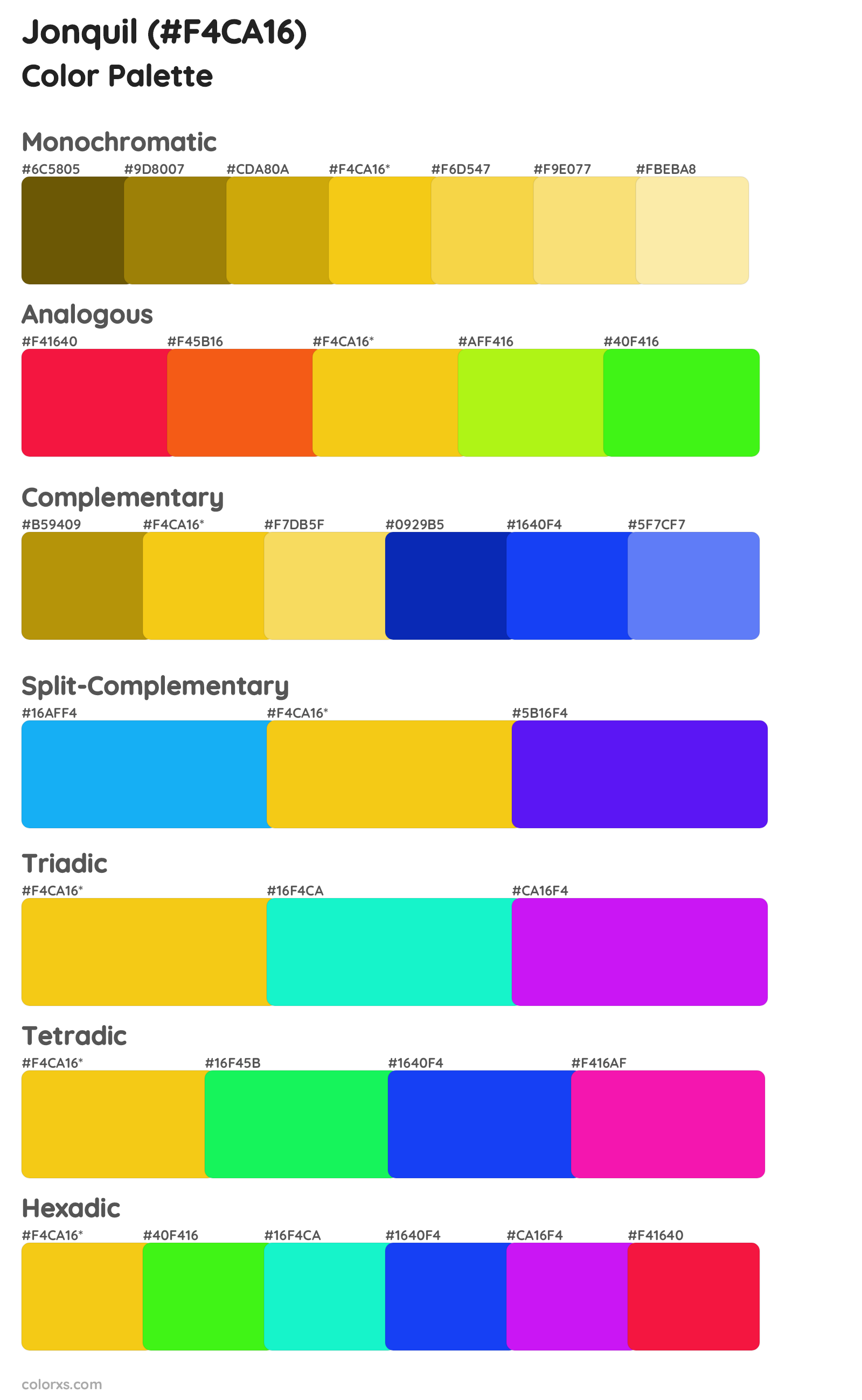 Jonquil Color Scheme Palettes