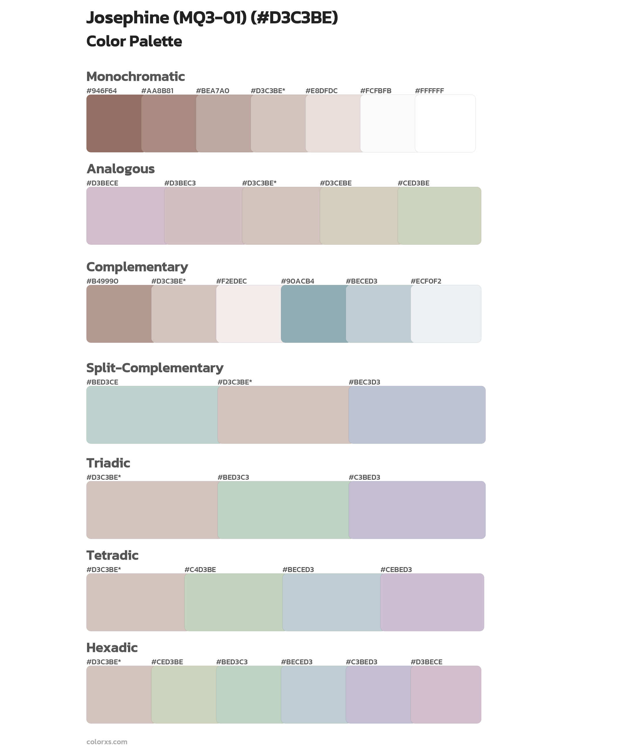 Josephine (MQ3-01) Color Scheme Palettes