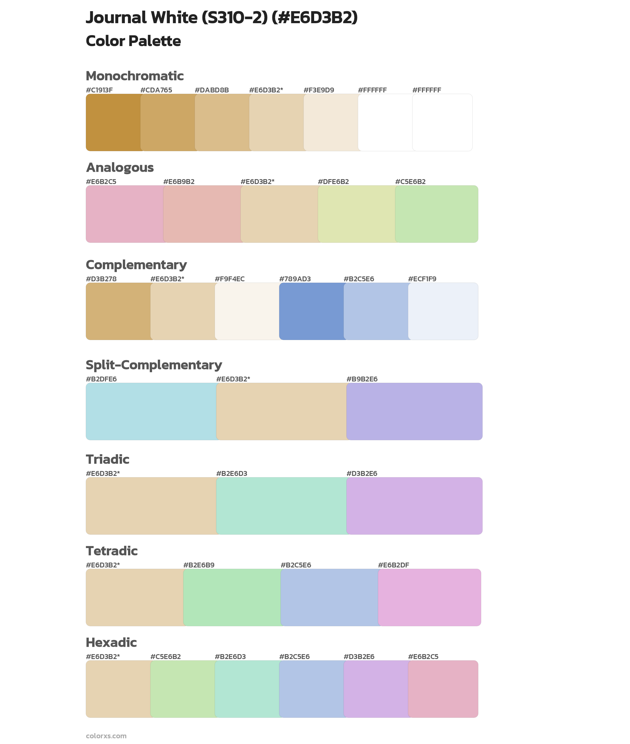 Journal White (S310-2) Color Scheme Palettes