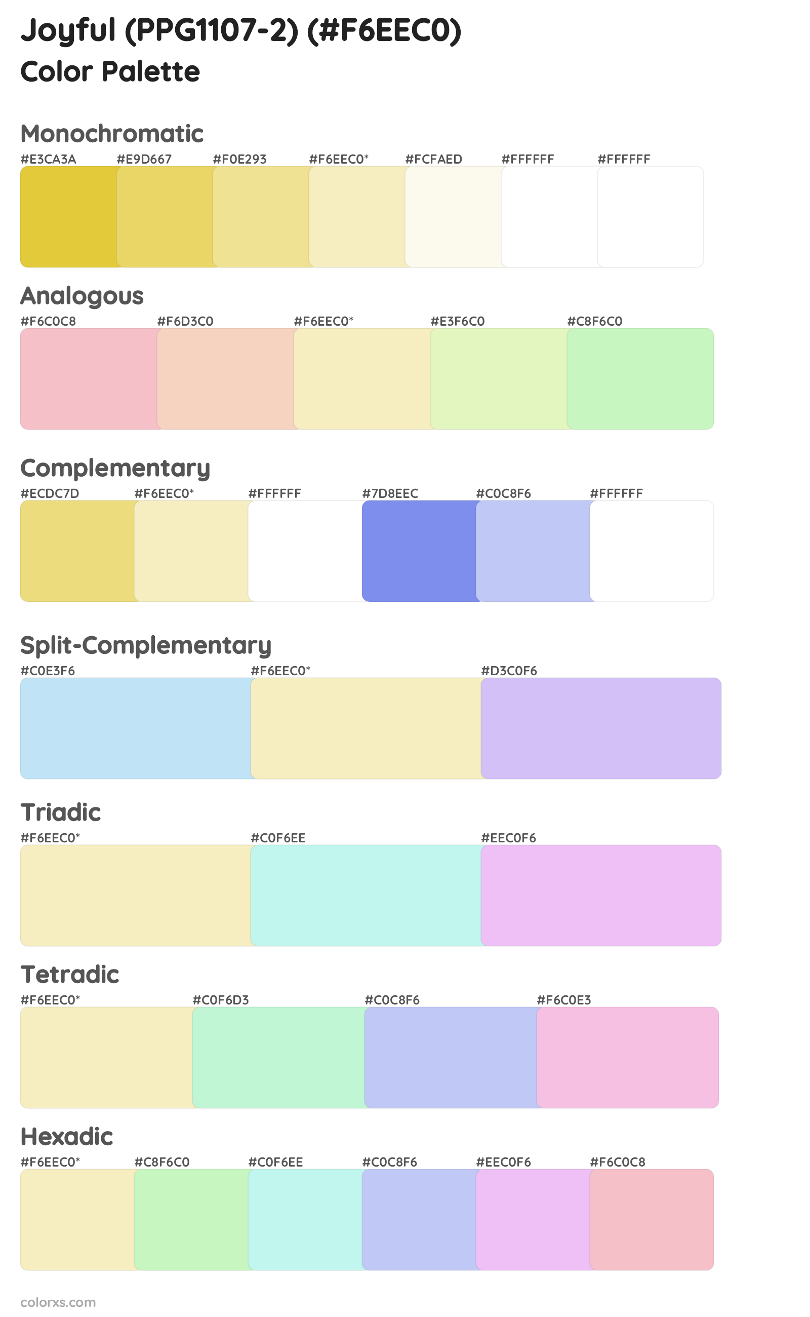 Joyful (PPG1107-2) Color Scheme Palettes