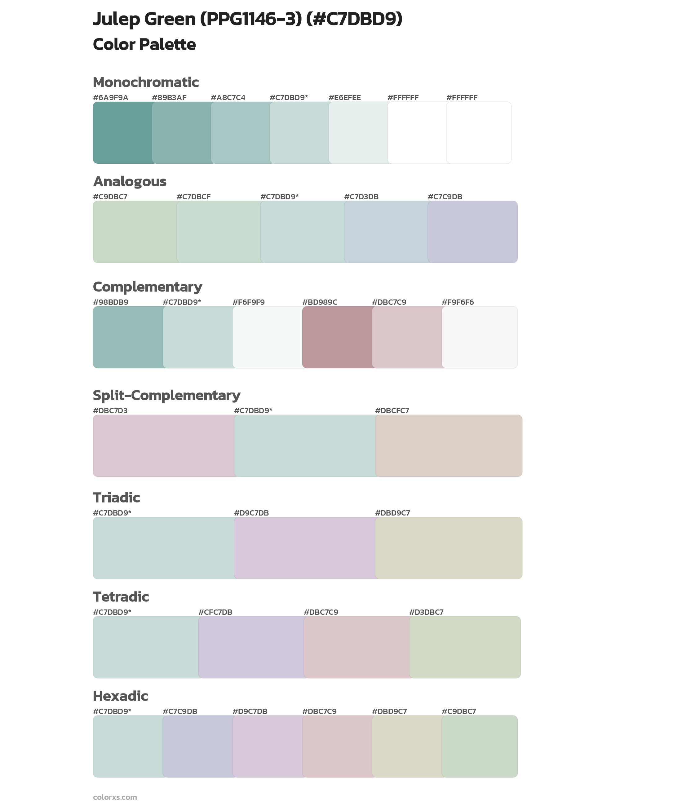 Julep Green (PPG1146-3) Color Scheme Palettes