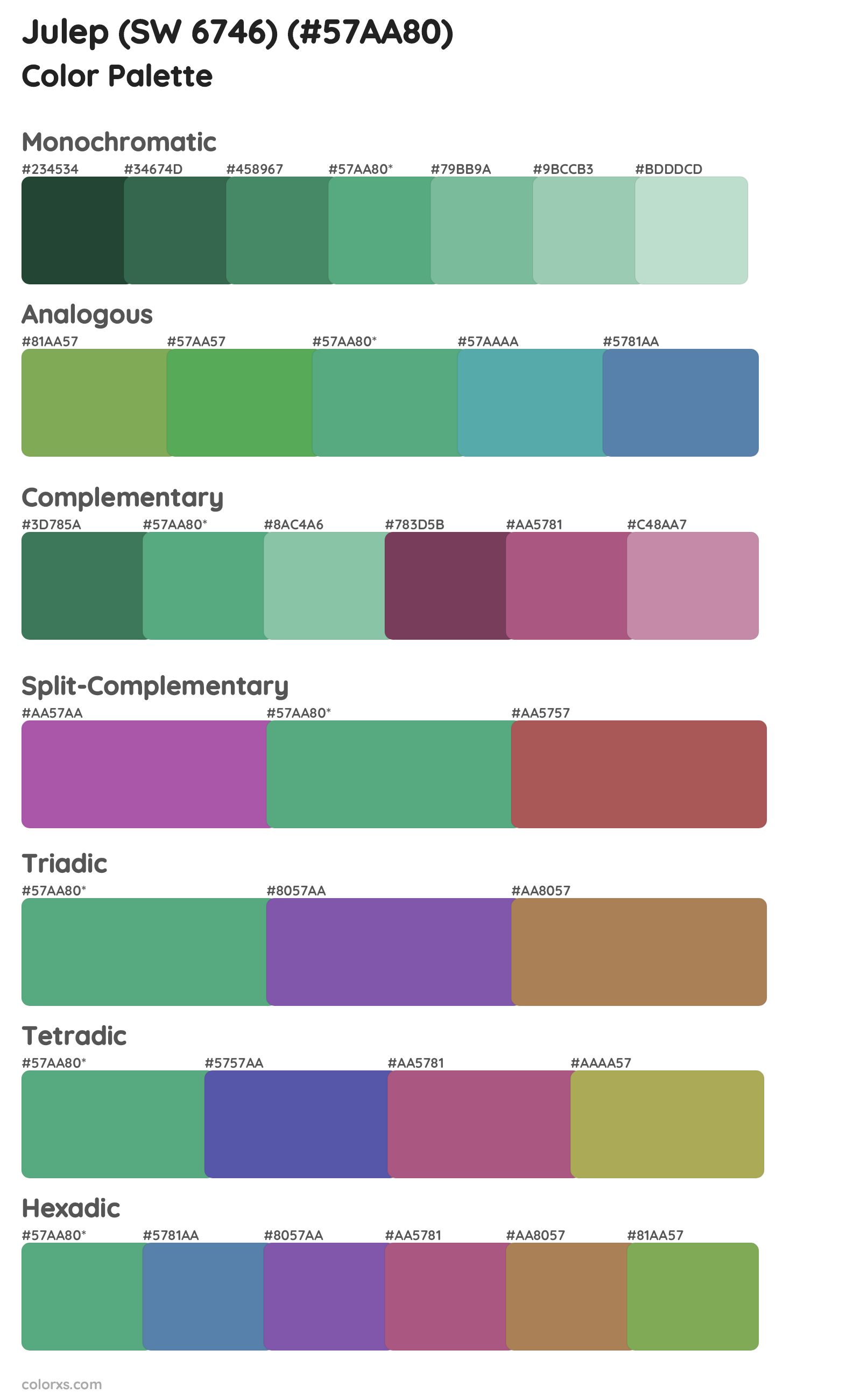 Julep (SW 6746) Color Scheme Palettes