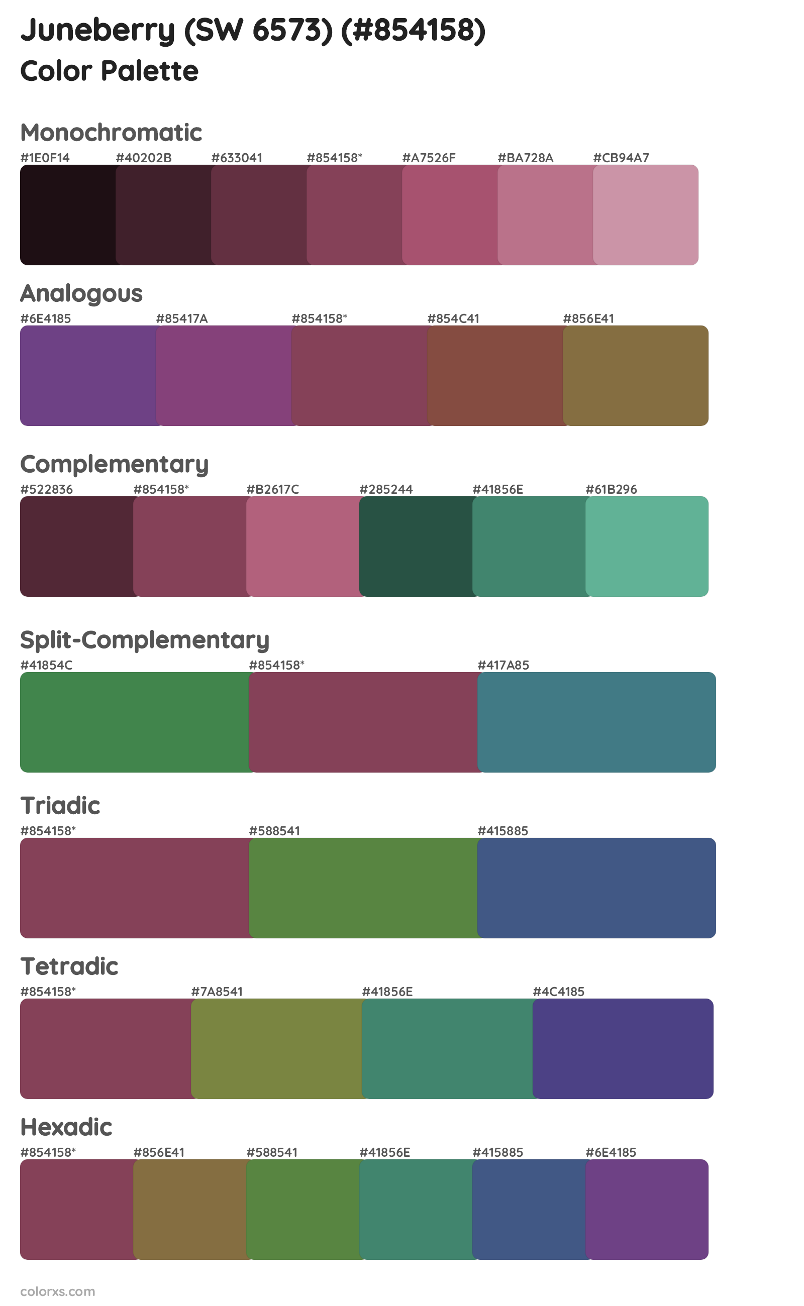Juneberry (SW 6573) Color Scheme Palettes