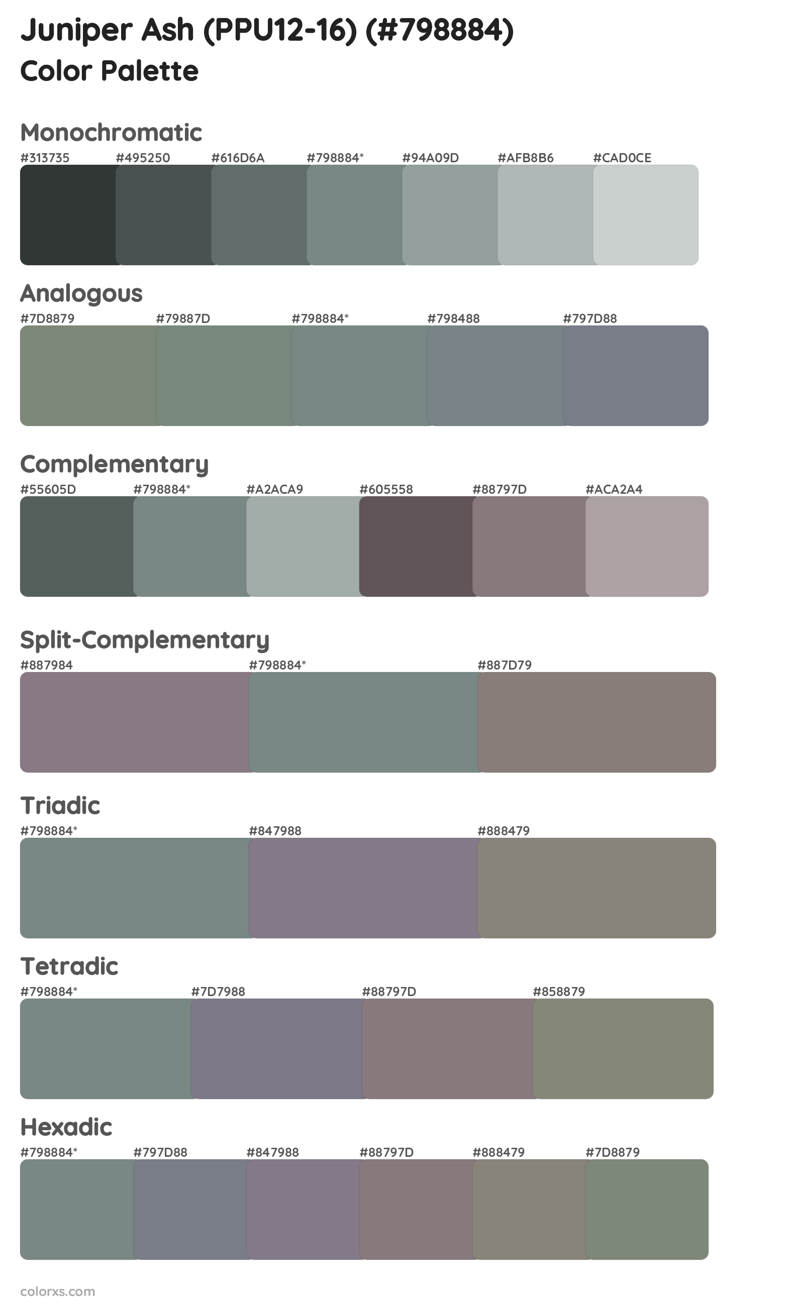 Juniper Ash (PPU12-16) Color Scheme Palettes