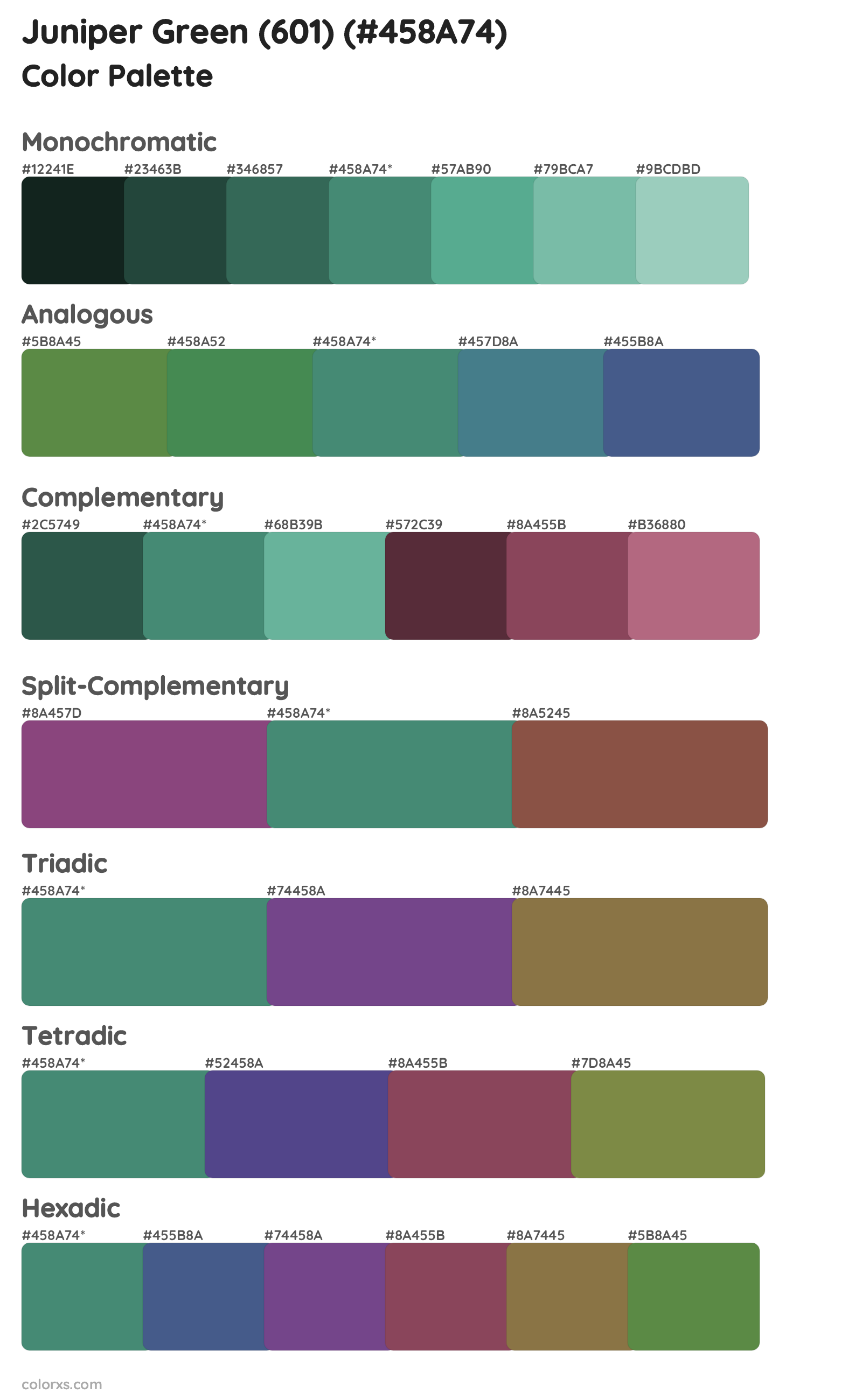 Juniper Green (601) Color Scheme Palettes