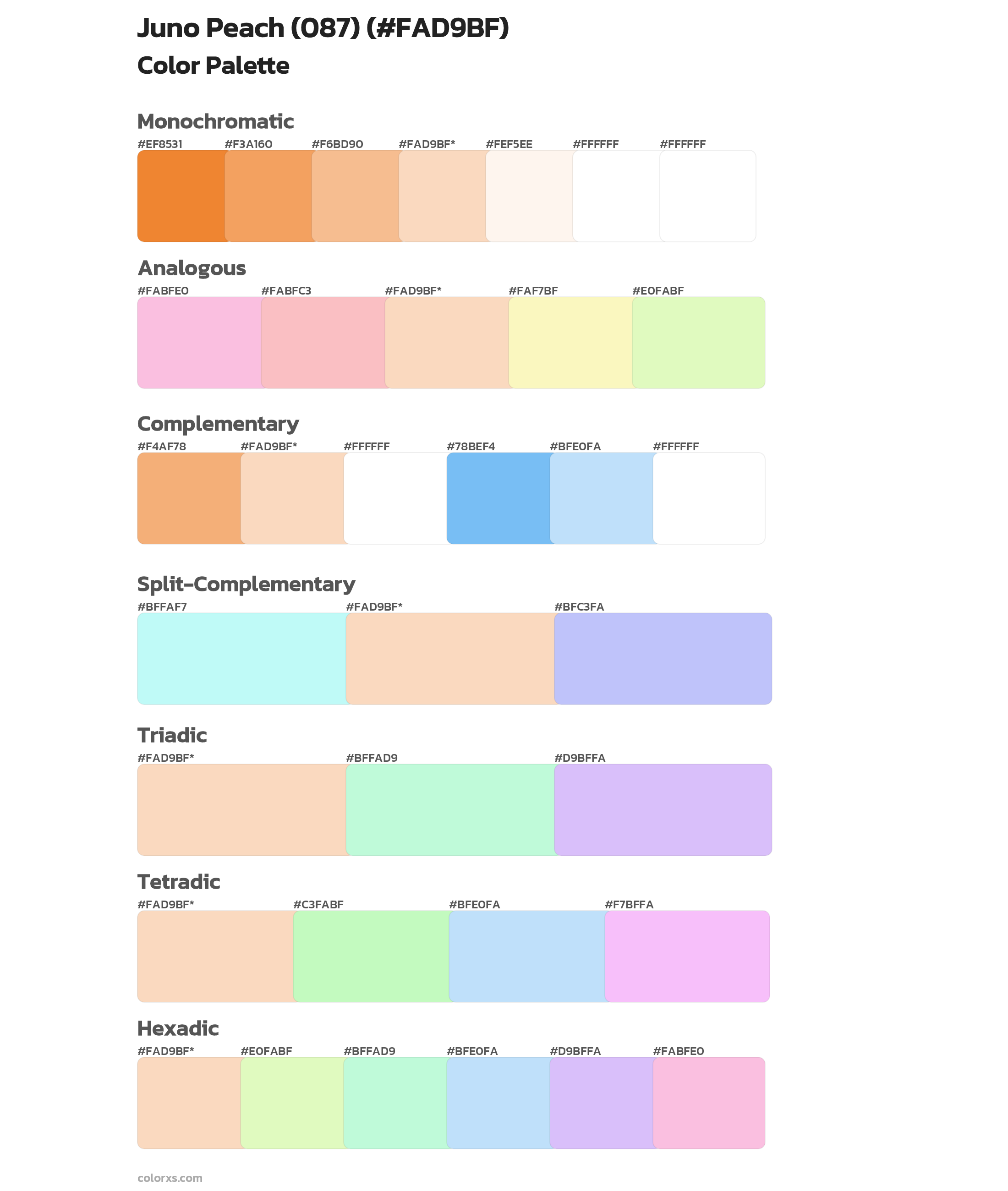 Juno Peach (087) Color Scheme Palettes