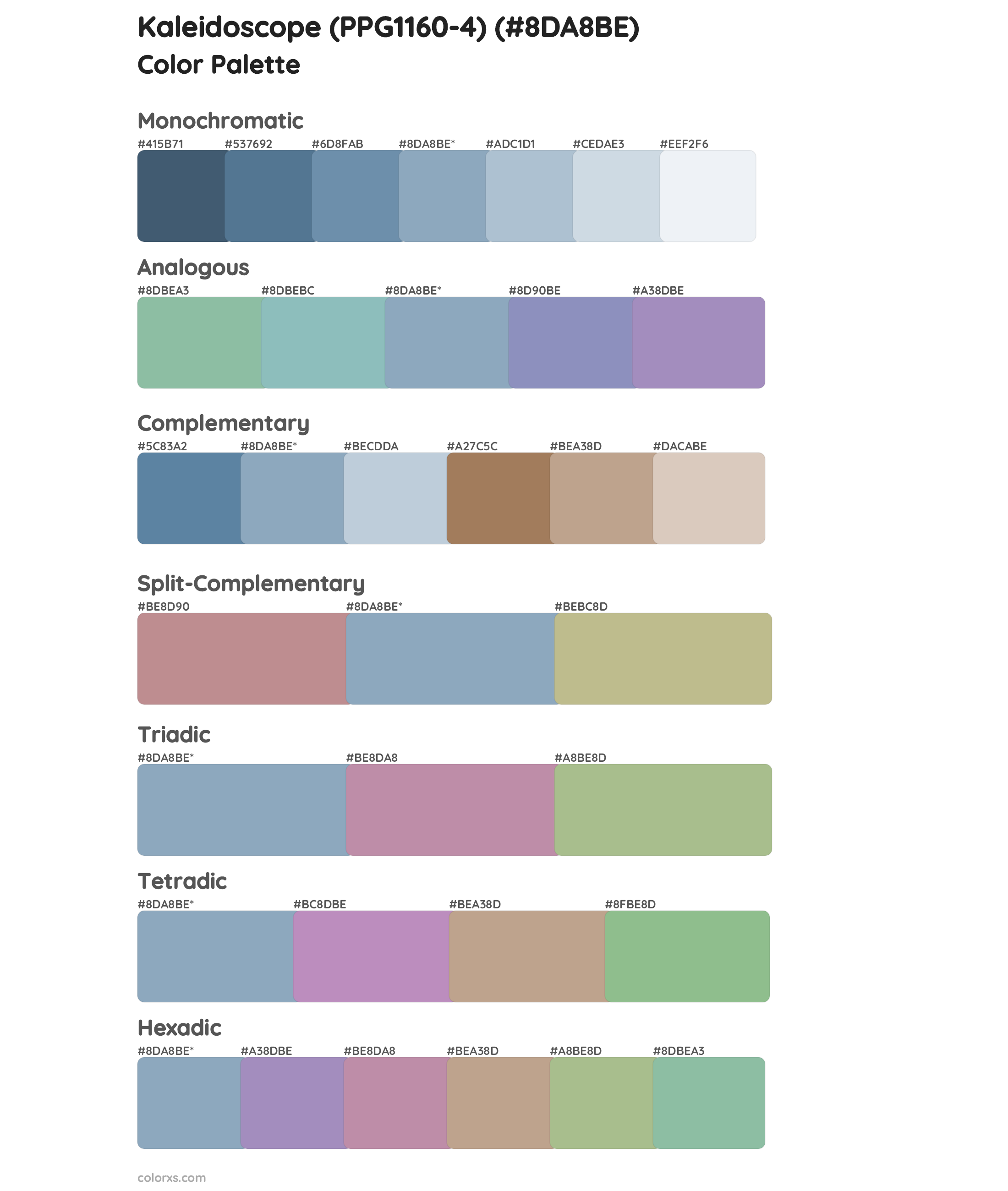 Kaleidoscope (PPG1160-4) Color Scheme Palettes