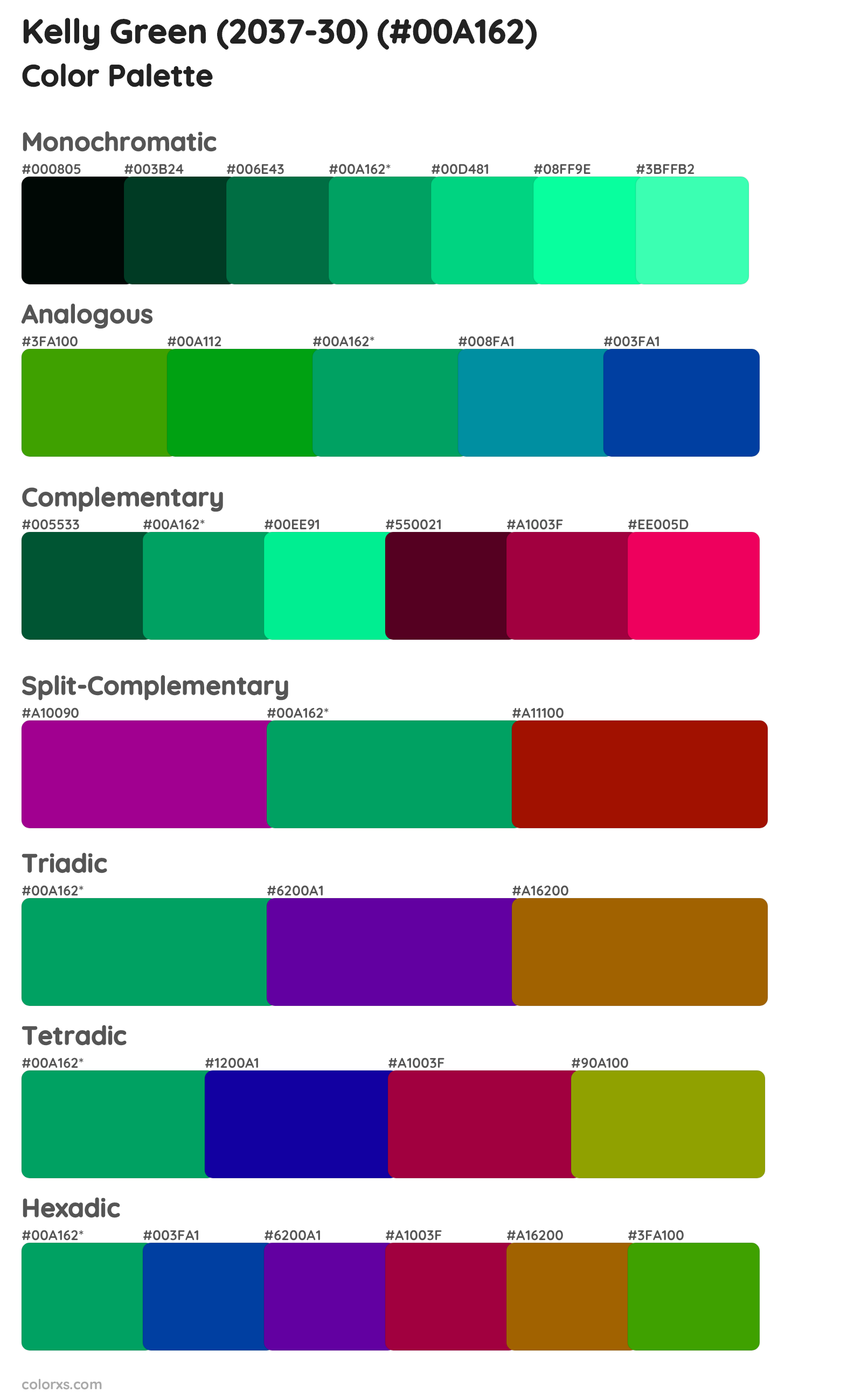 Kelly Green (2037-30) Color Scheme Palettes