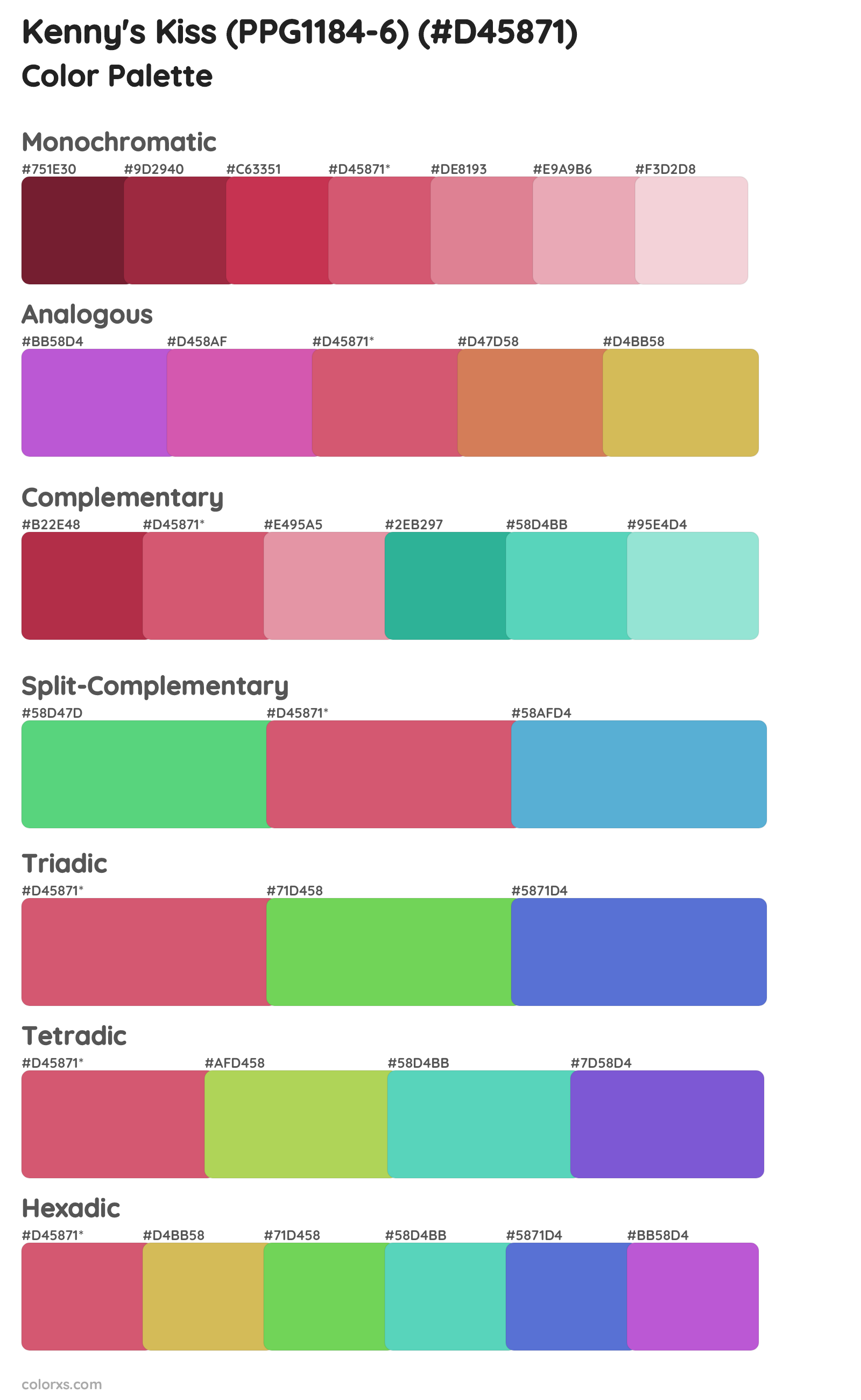 Kenny's Kiss (PPG1184-6) Color Scheme Palettes