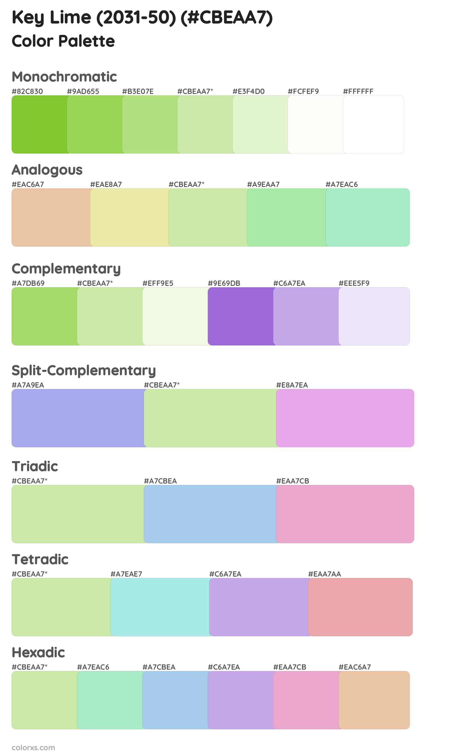 Key Lime (2031-50) Color Scheme Palettes