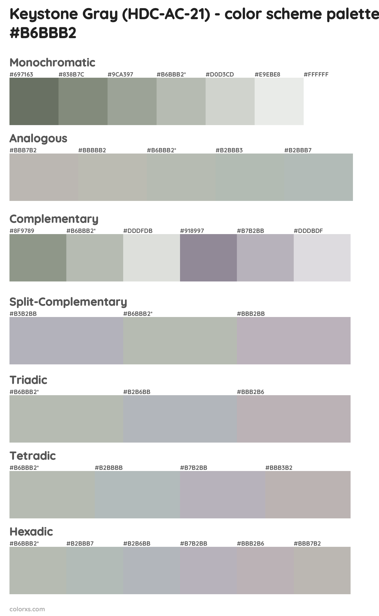 Keystone Gray (HDC-AC-21) Color Scheme Palettes