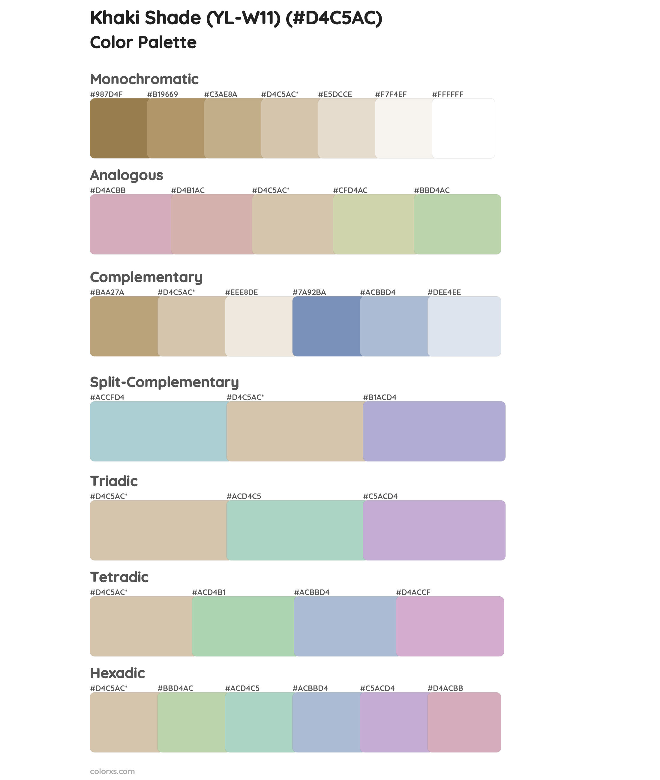 Khaki Shade (YL-W11) Color Scheme Palettes