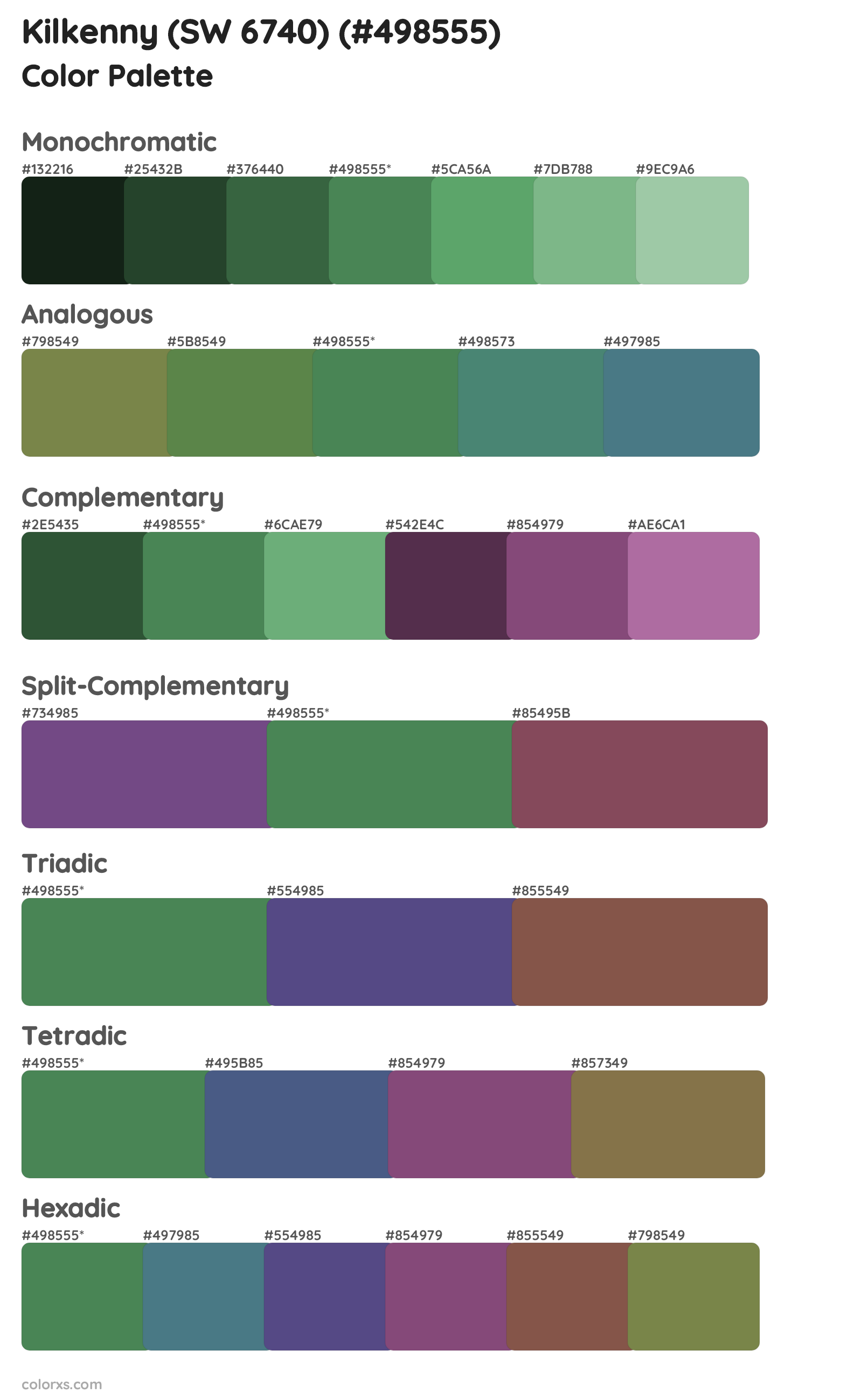 Kilkenny (SW 6740) Color Scheme Palettes