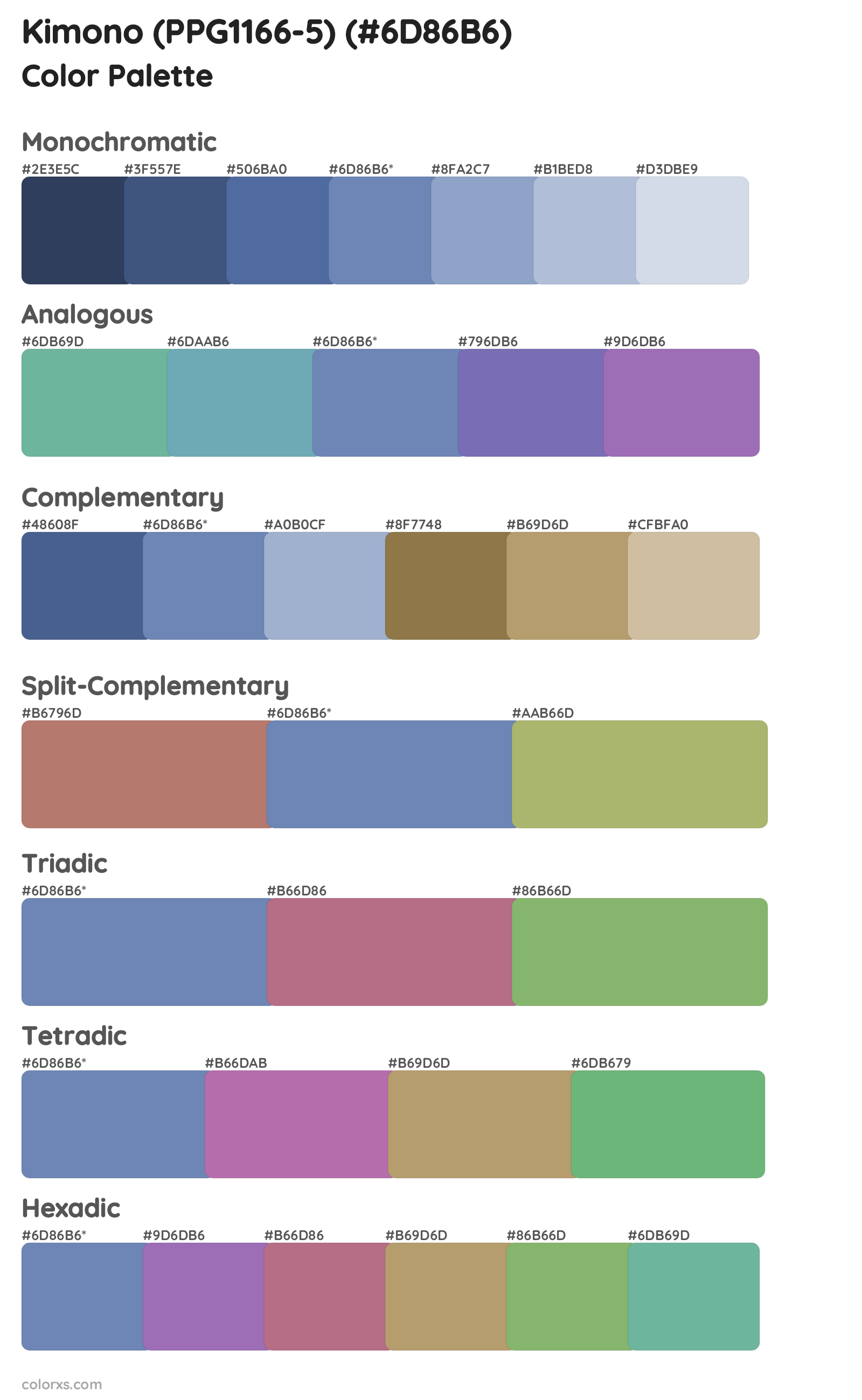Kimono (PPG1166-5) Color Scheme Palettes