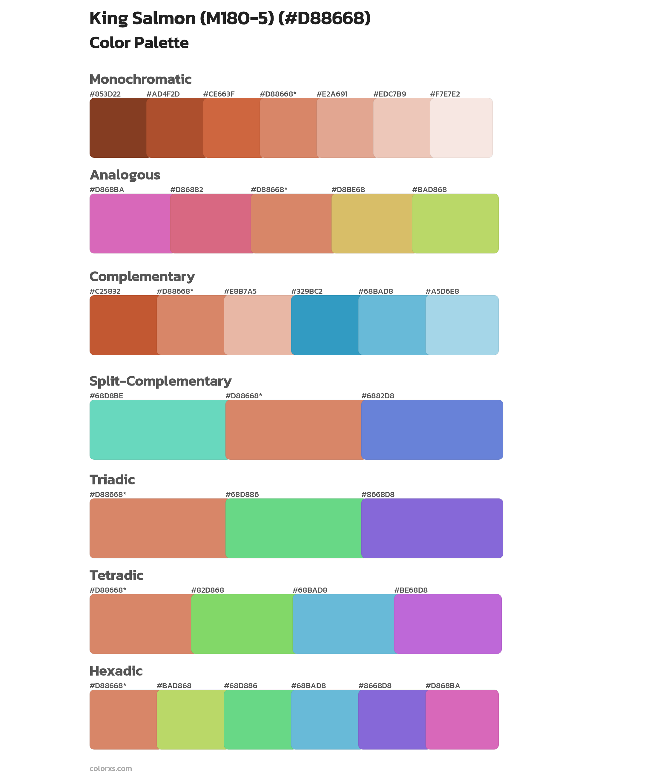King Salmon (M180-5) Color Scheme Palettes