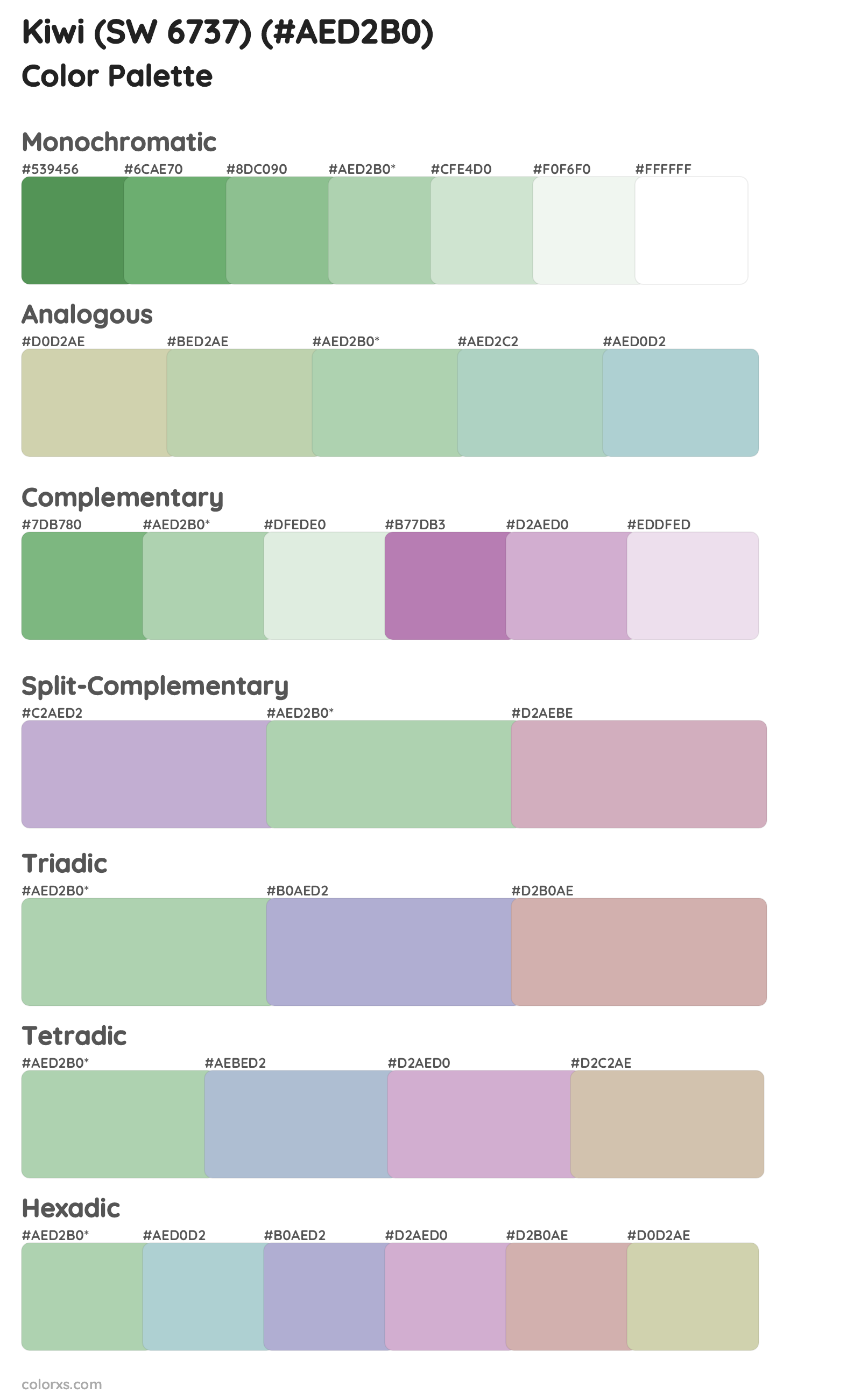 Kiwi (SW 6737) Color Scheme Palettes