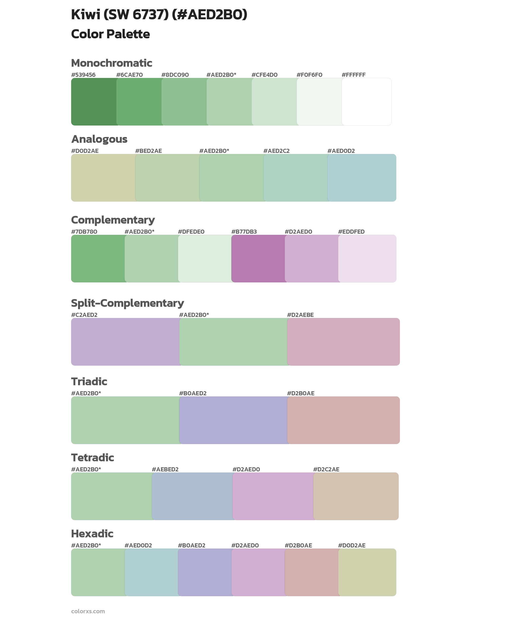 Kiwi (SW 6737) Color Scheme Palettes