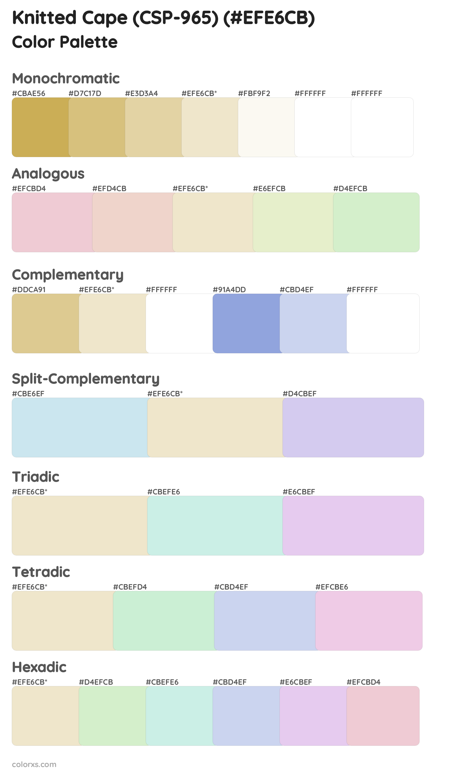Knitted Cape (CSP-965) Color Scheme Palettes