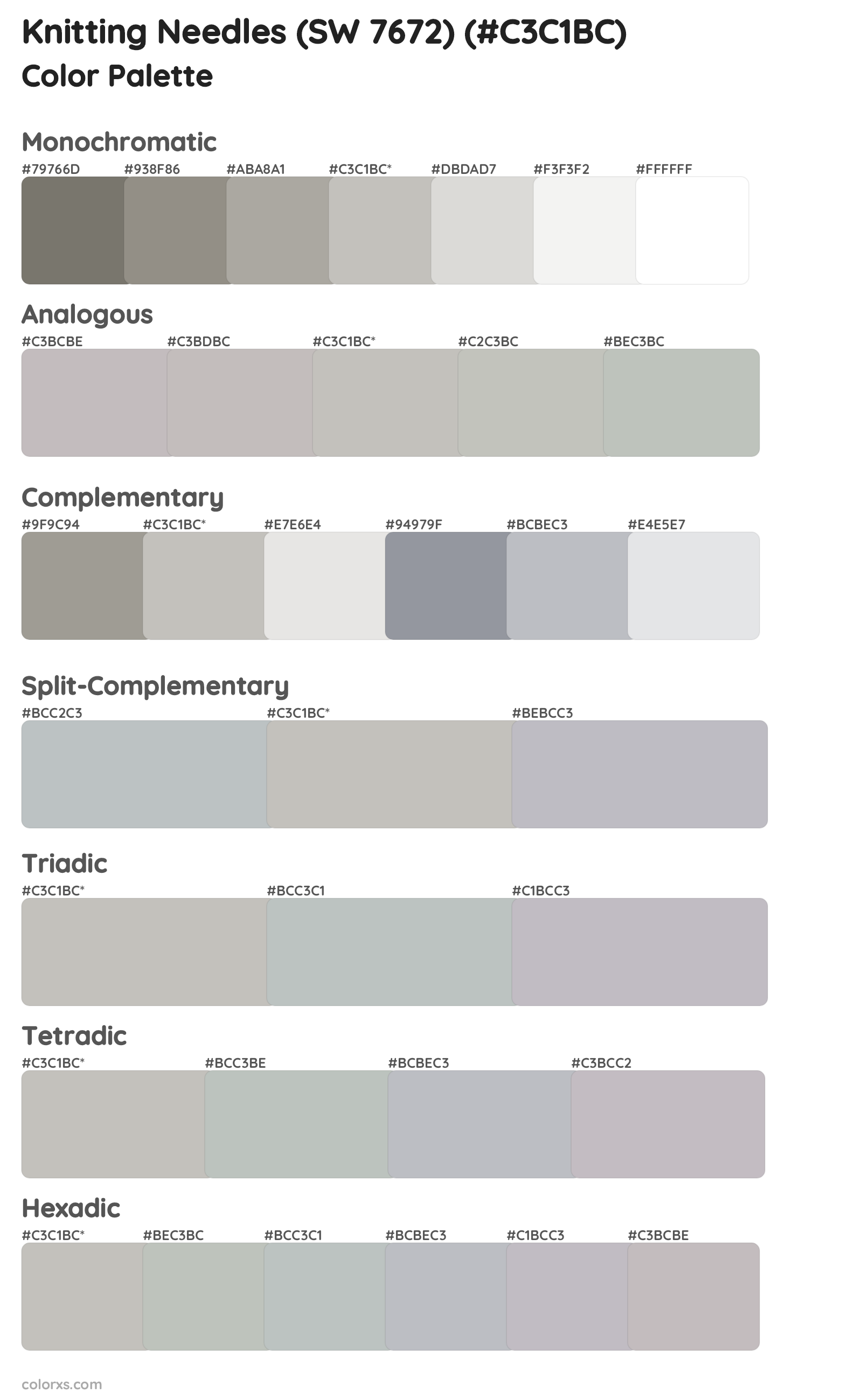 Knitting Needles (SW 7672) Color Scheme Palettes