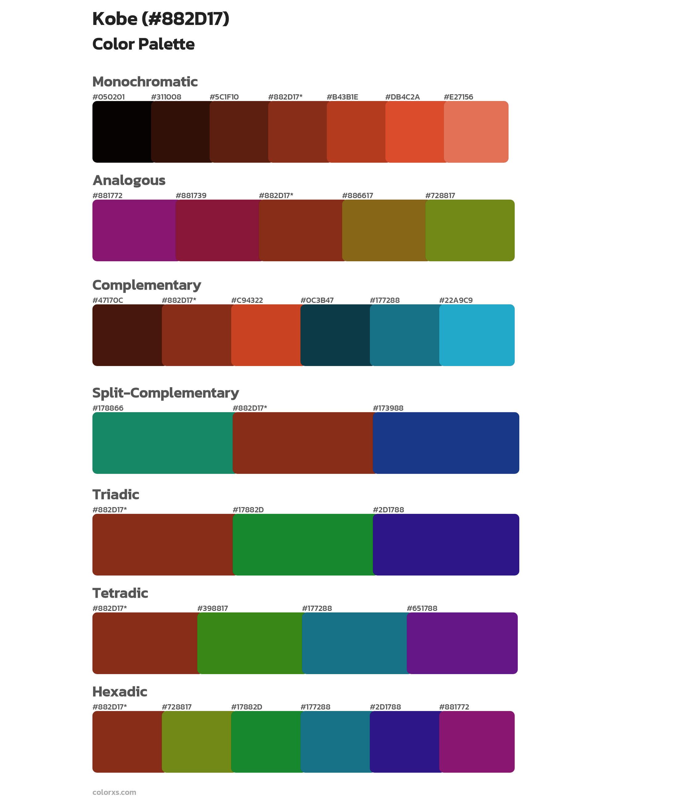 Kobe Color Scheme Palettes