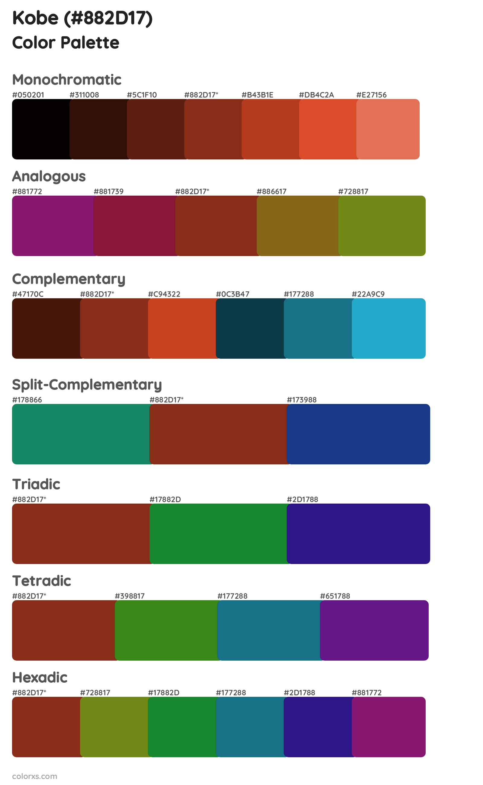 Kobe Color Scheme Palettes