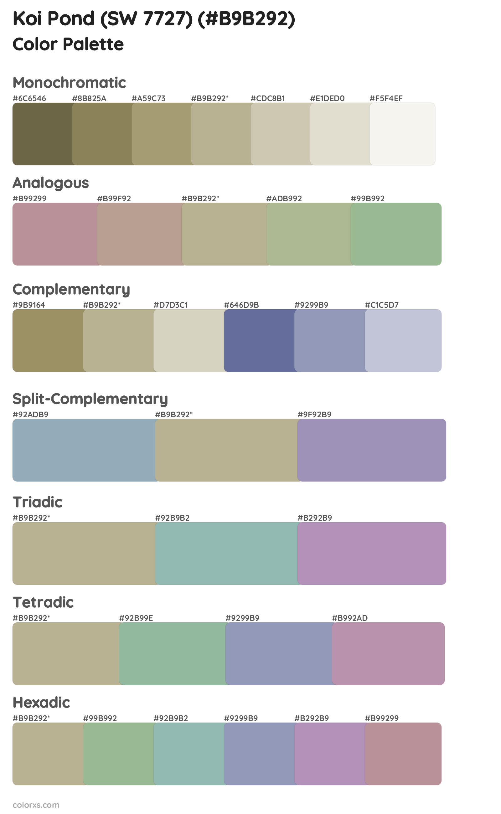 Koi Pond (SW 7727) Color Scheme Palettes