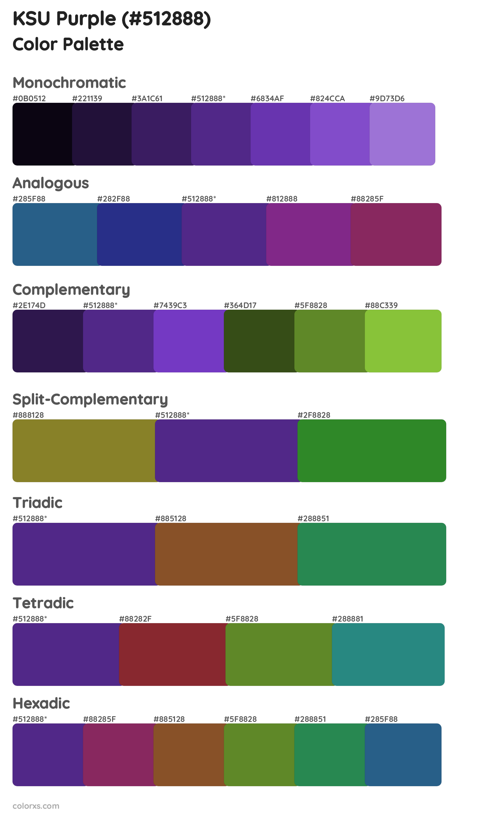 KSU Purple Color Scheme Palettes