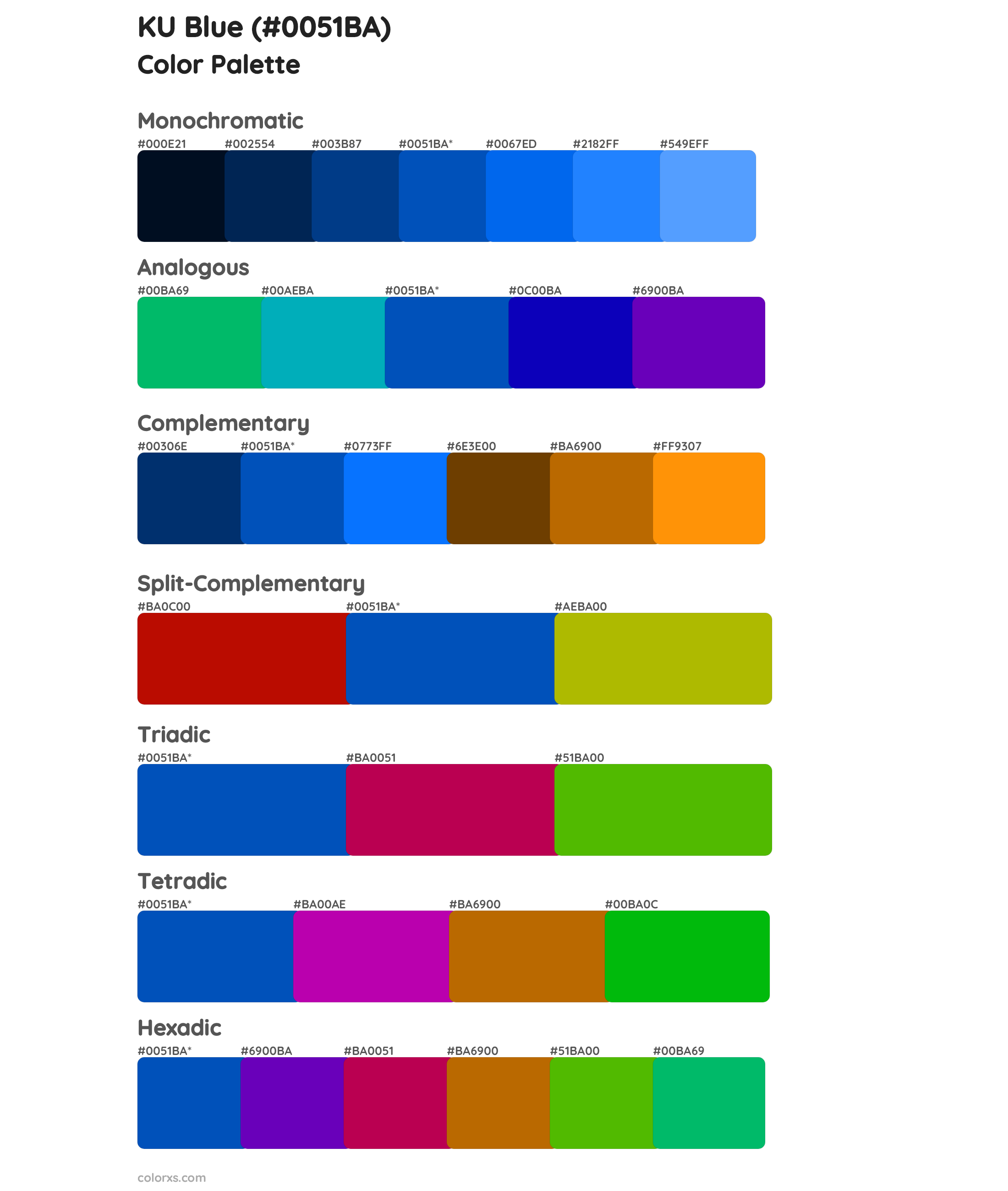KU Blue Color Scheme Palettes
