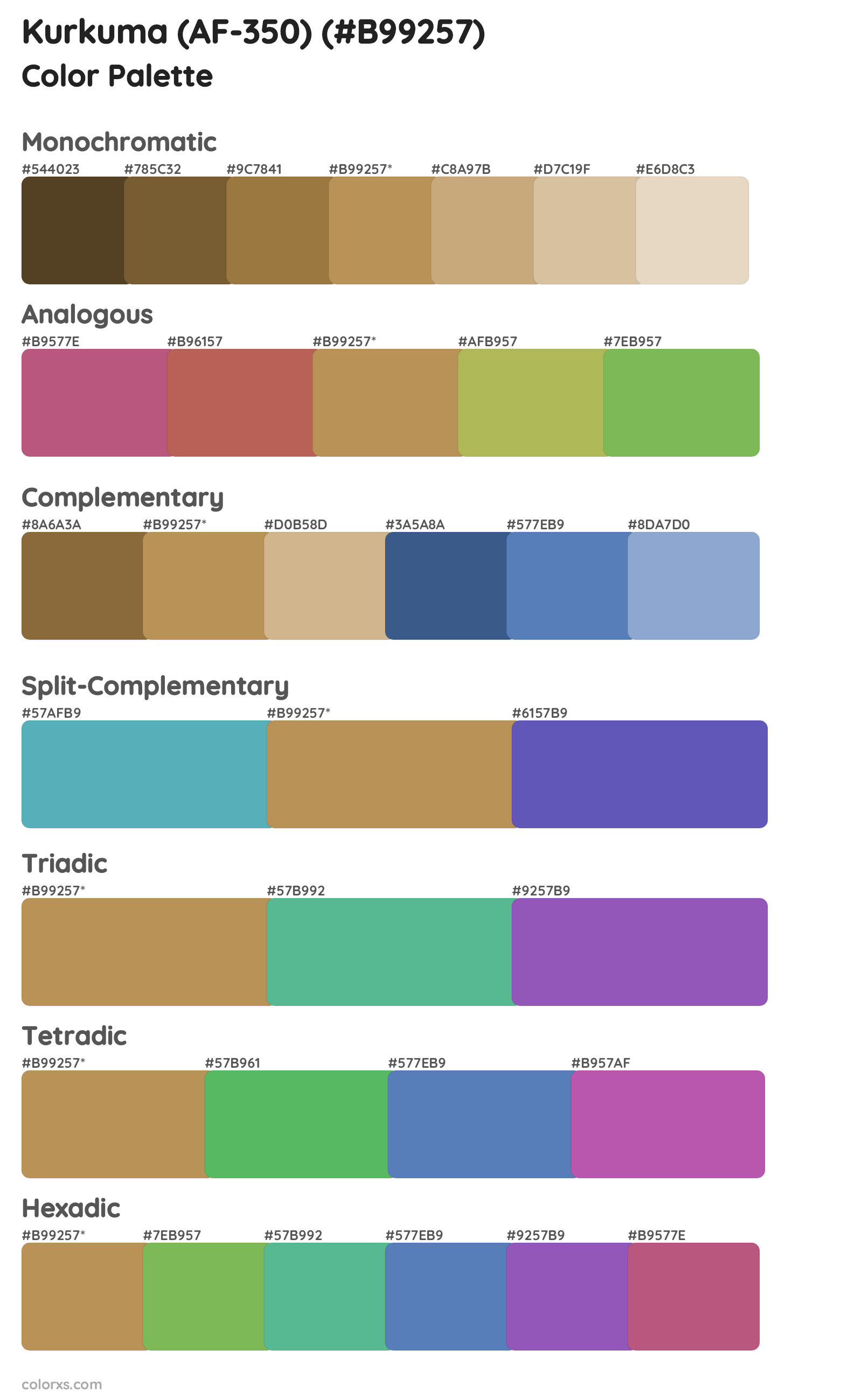 Kurkuma (AF-350) Color Scheme Palettes