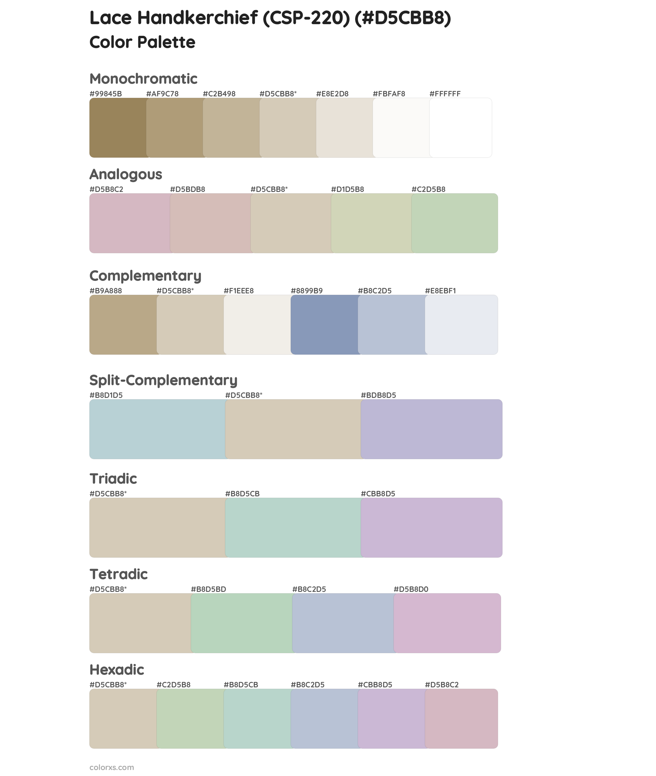 Lace Handkerchief (CSP-220) Color Scheme Palettes