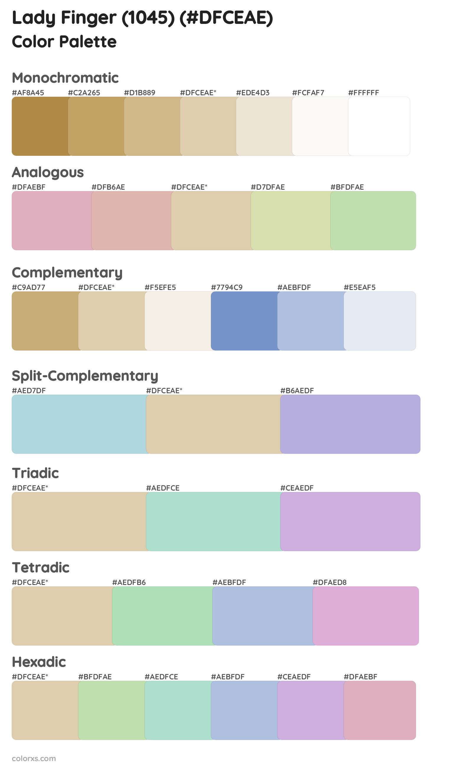 Lady Finger (1045) Color Scheme Palettes