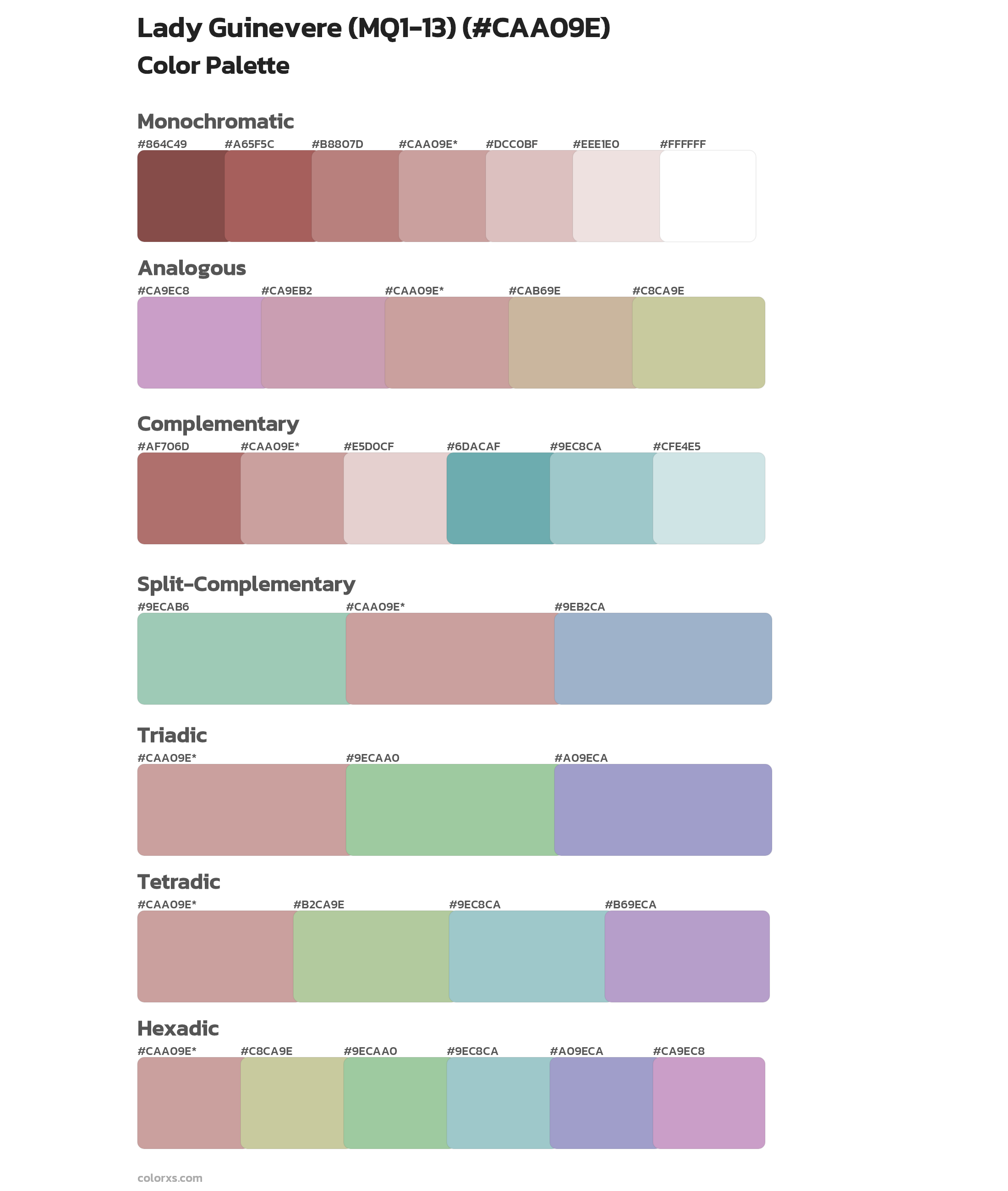 Lady Guinevere (MQ1-13) Color Scheme Palettes