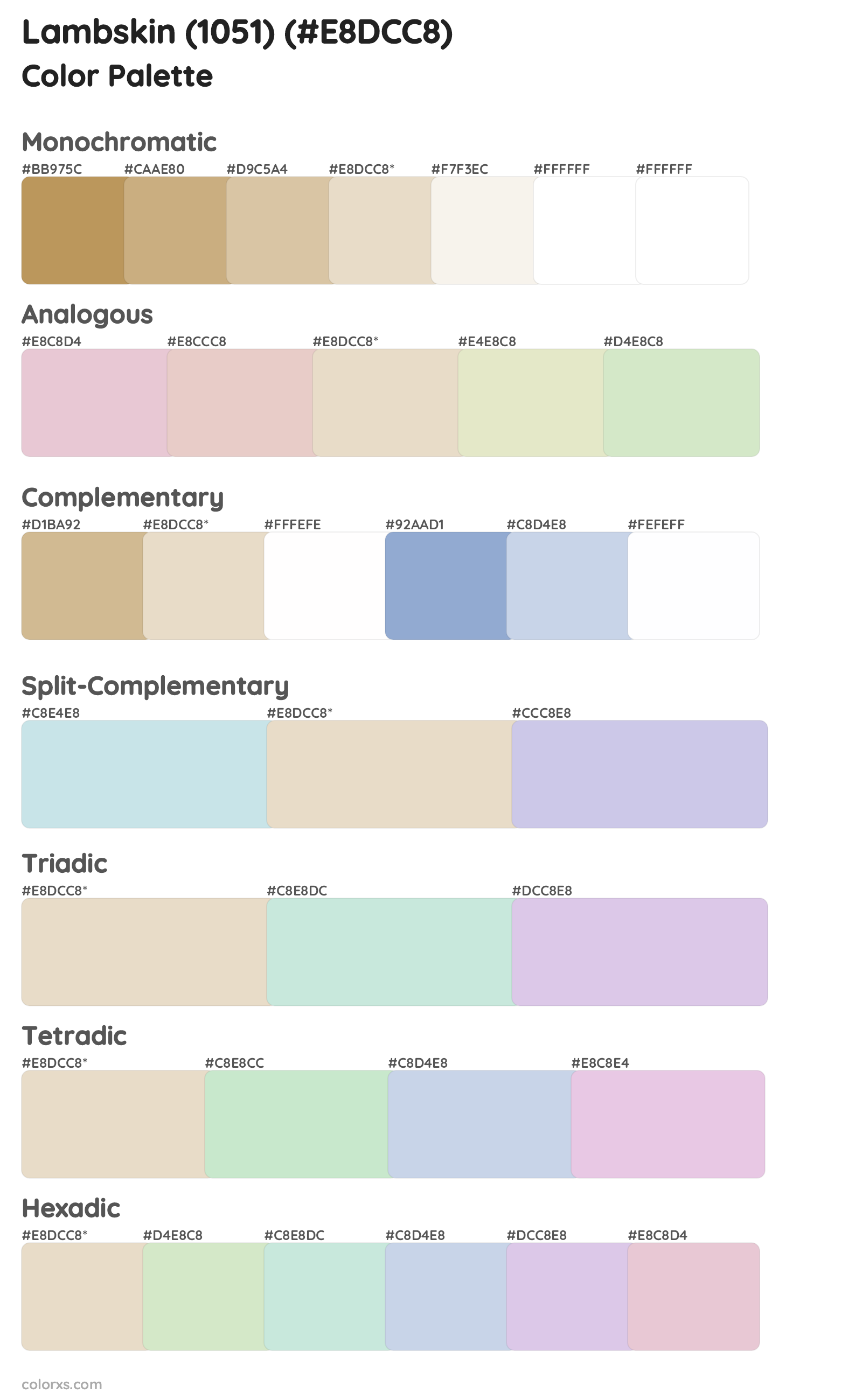 Lambskin (1051) Color Scheme Palettes