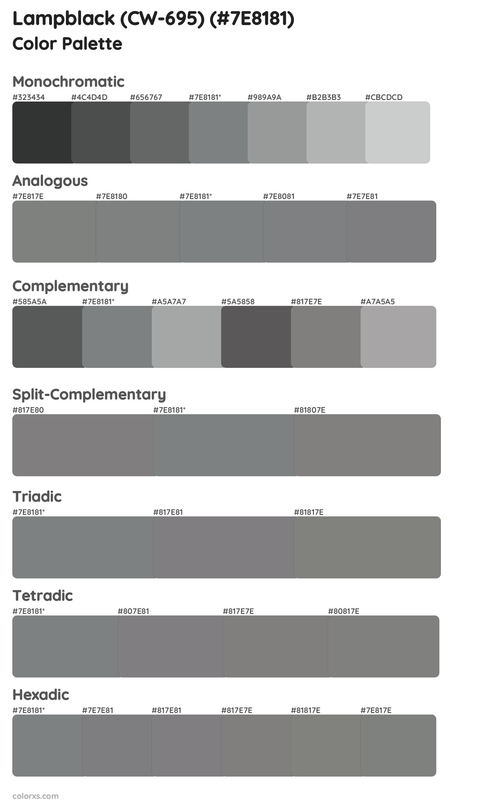 Lampblack (CW-695) Color Scheme Palettes