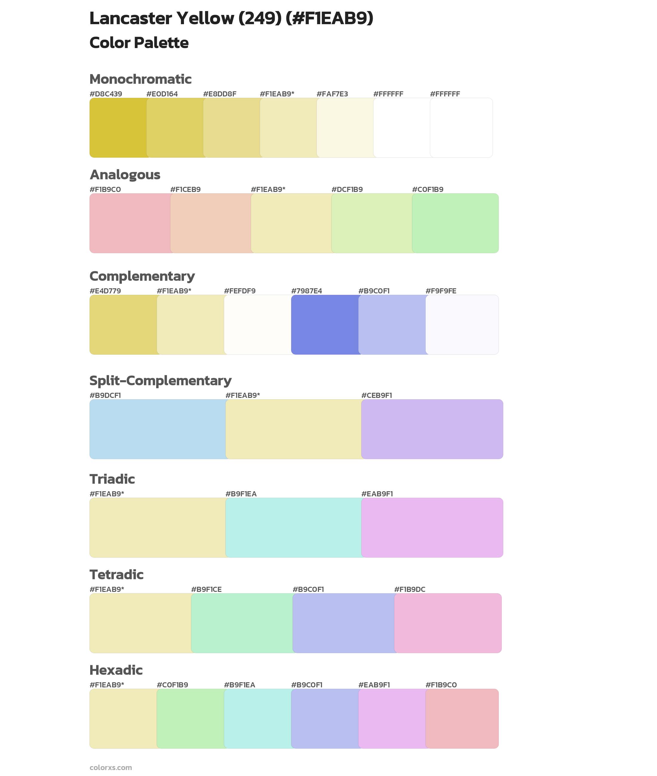 Lancaster Yellow (249) Color Scheme Palettes