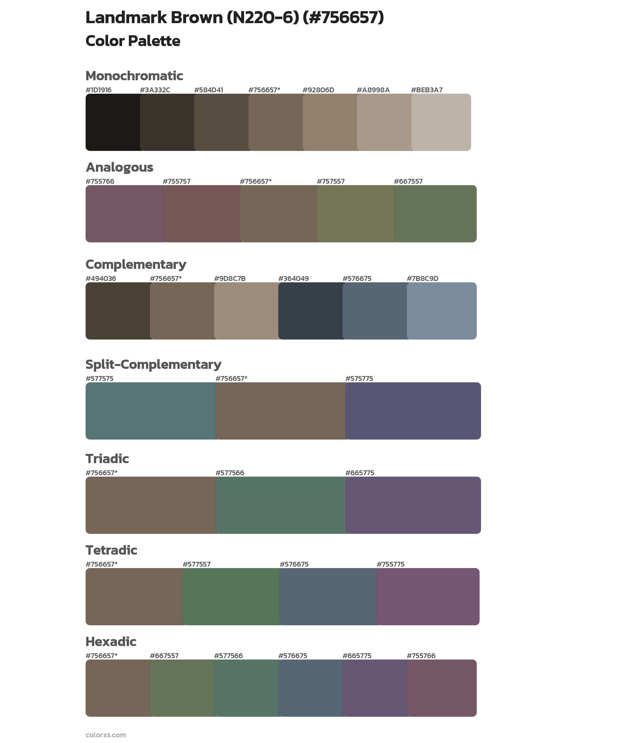 Landmark Brown (N220-6) Color Scheme Palettes
