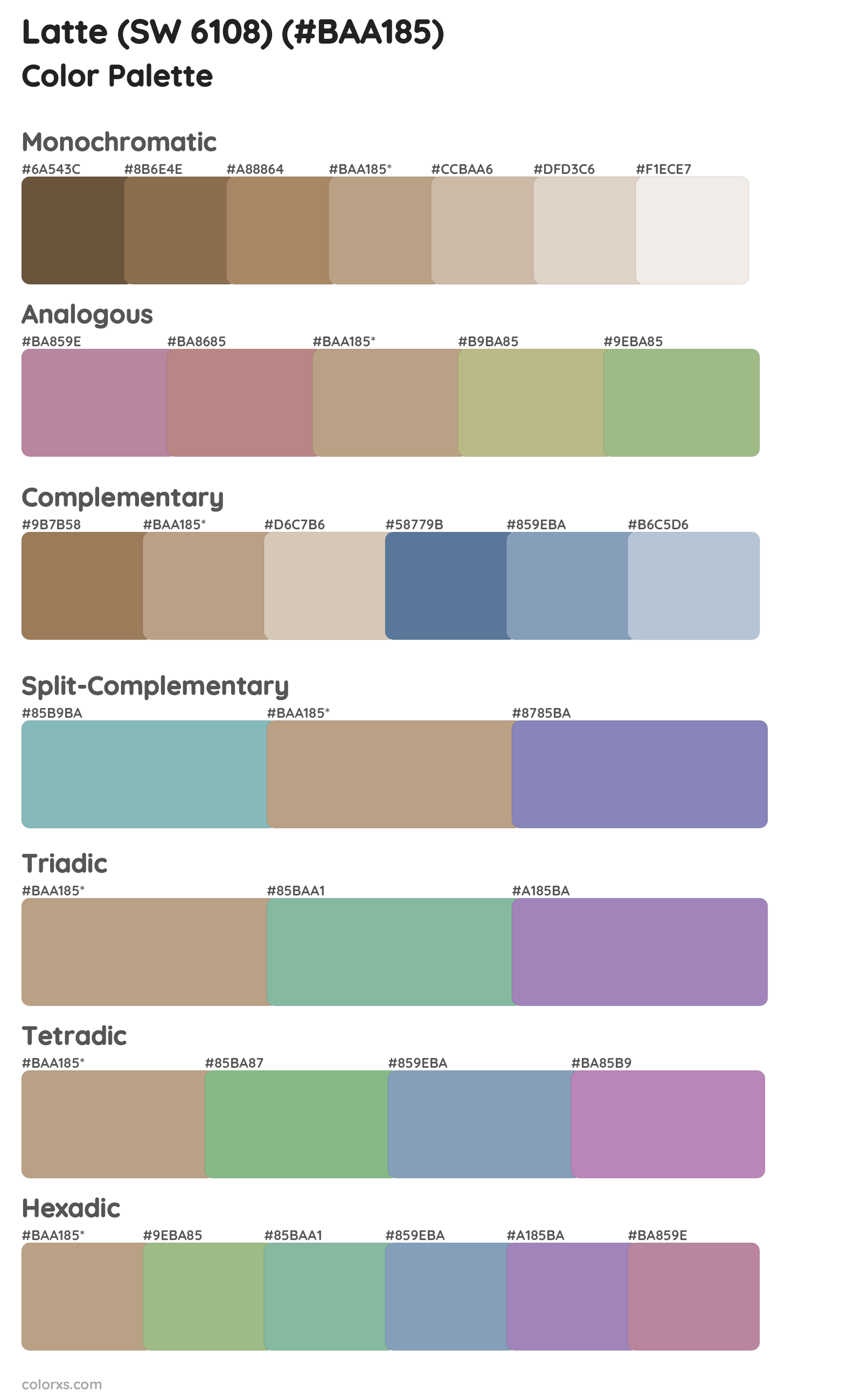 Latte (SW 6108) Color Scheme Palettes