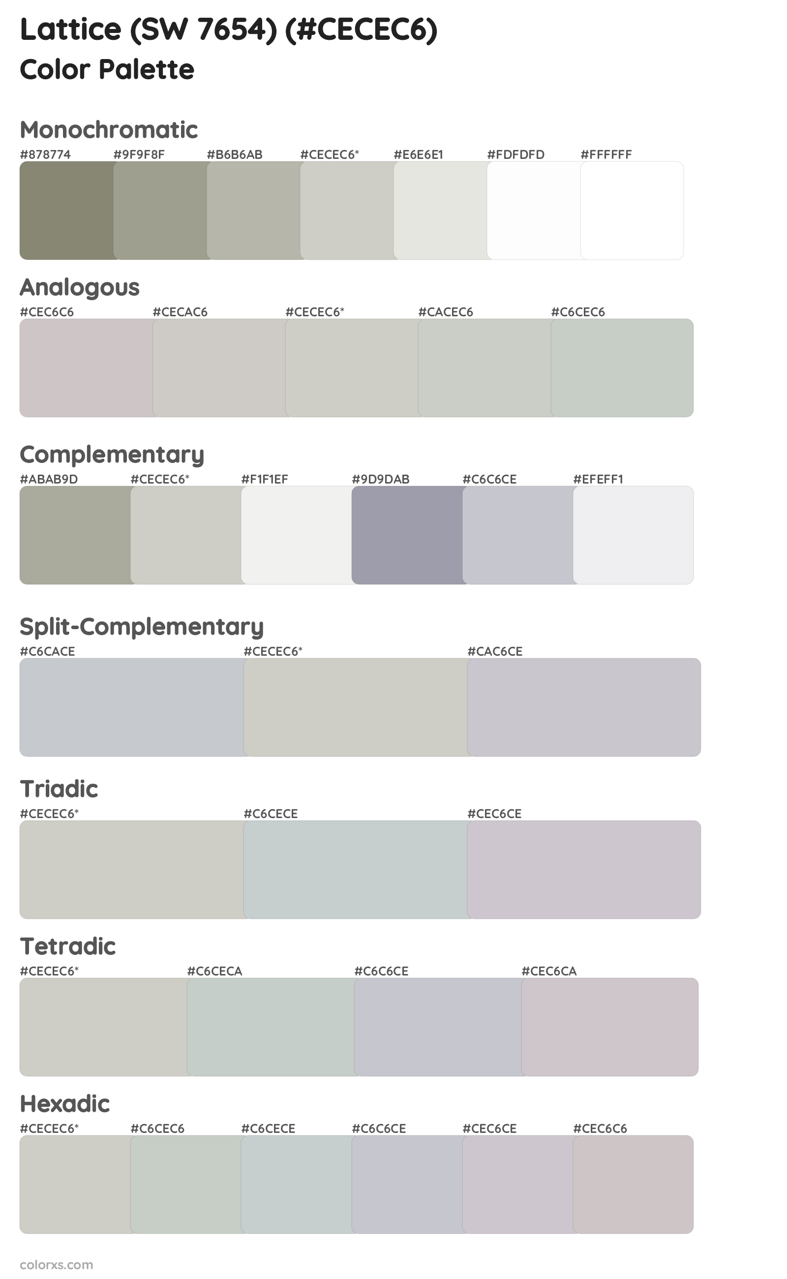 Lattice (SW 7654) Color Scheme Palettes