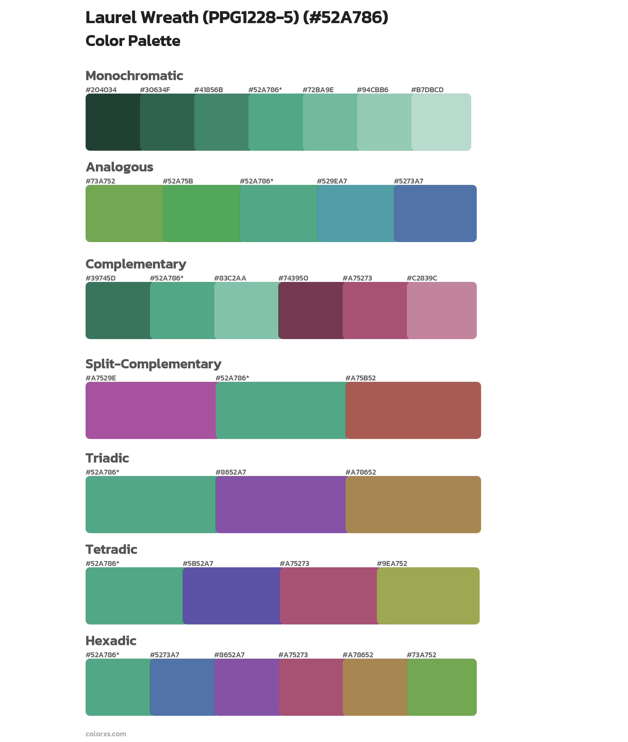 Laurel Wreath (PPG1228-5) Color Scheme Palettes