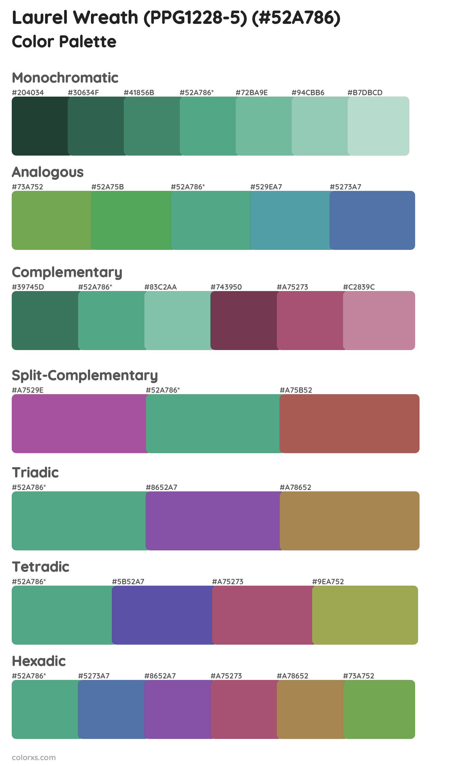 Laurel Wreath (PPG1228-5) Color Scheme Palettes