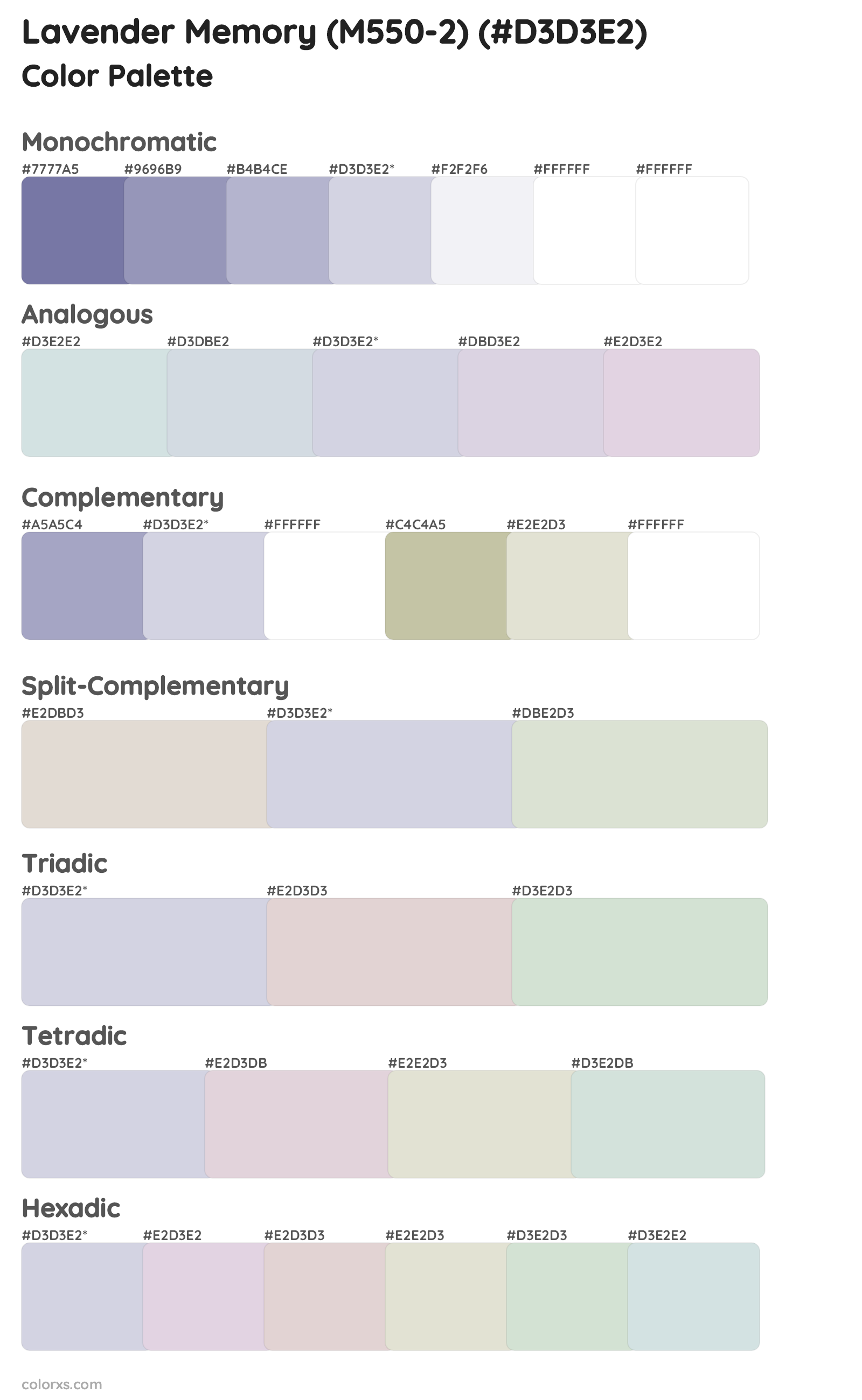 Lavender Memory (M550-2) Color Scheme Palettes
