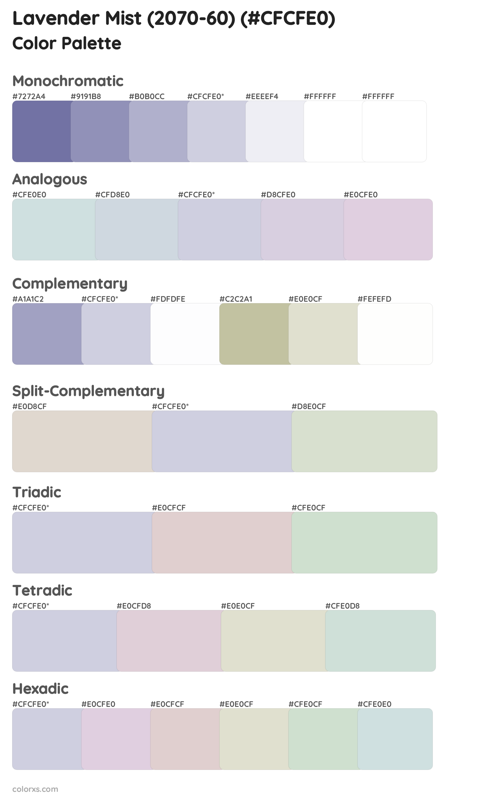 Lavender Mist (2070-60) Color Scheme Palettes