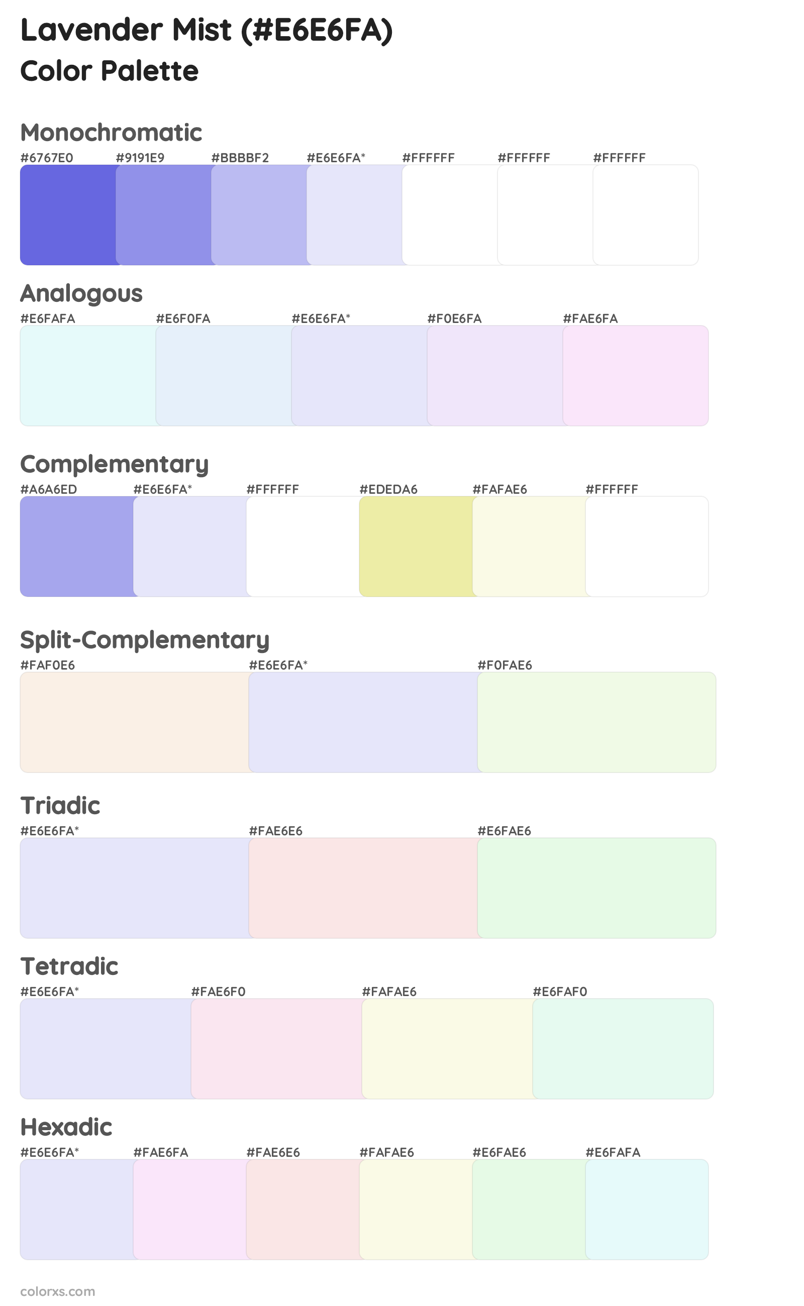 Lavender Mist Color Scheme Palettes