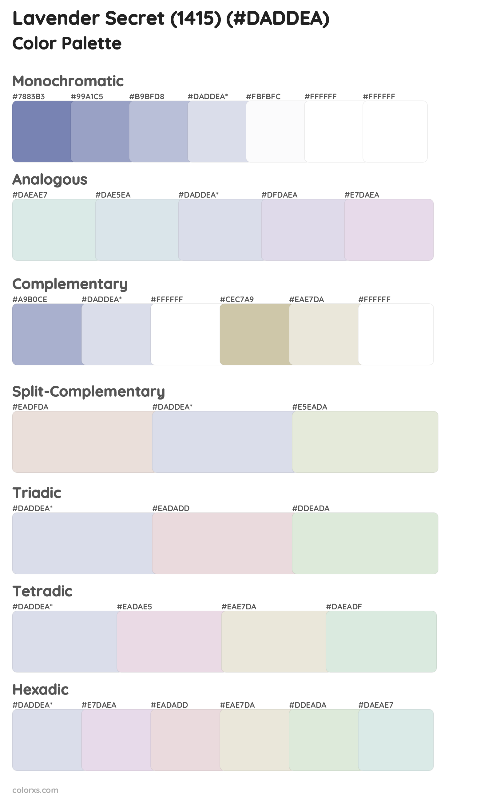 Lavender Secret (1415) Color Scheme Palettes