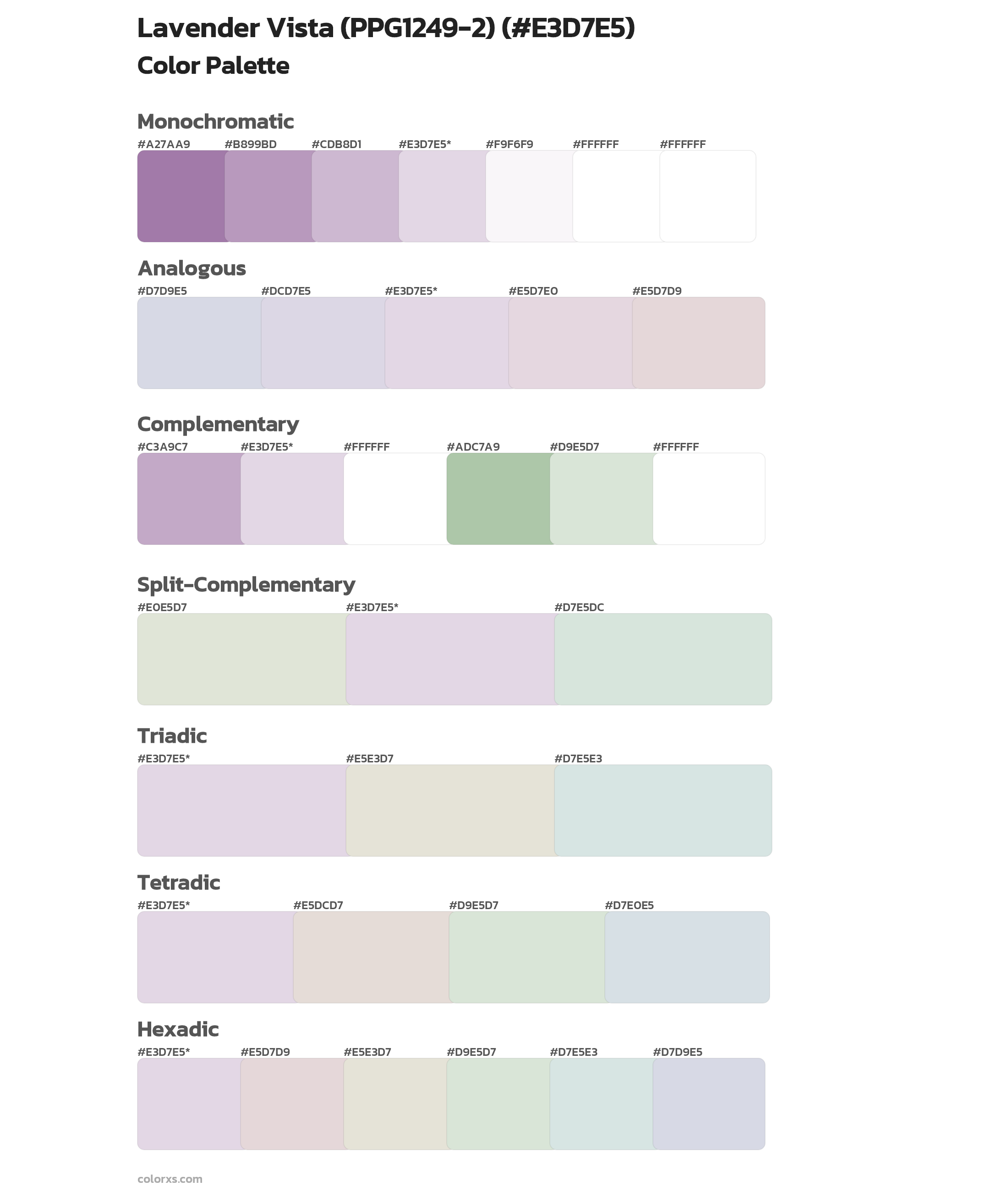 Lavender Vista (PPG1249-2) Color Scheme Palettes