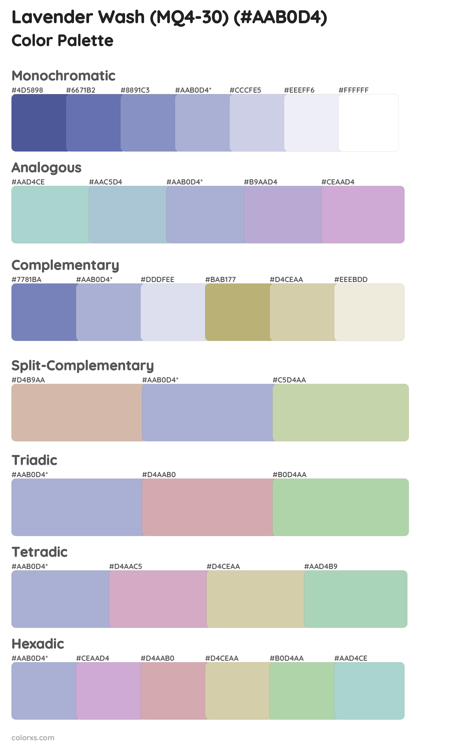 Lavender Wash (MQ4-30) Color Scheme Palettes