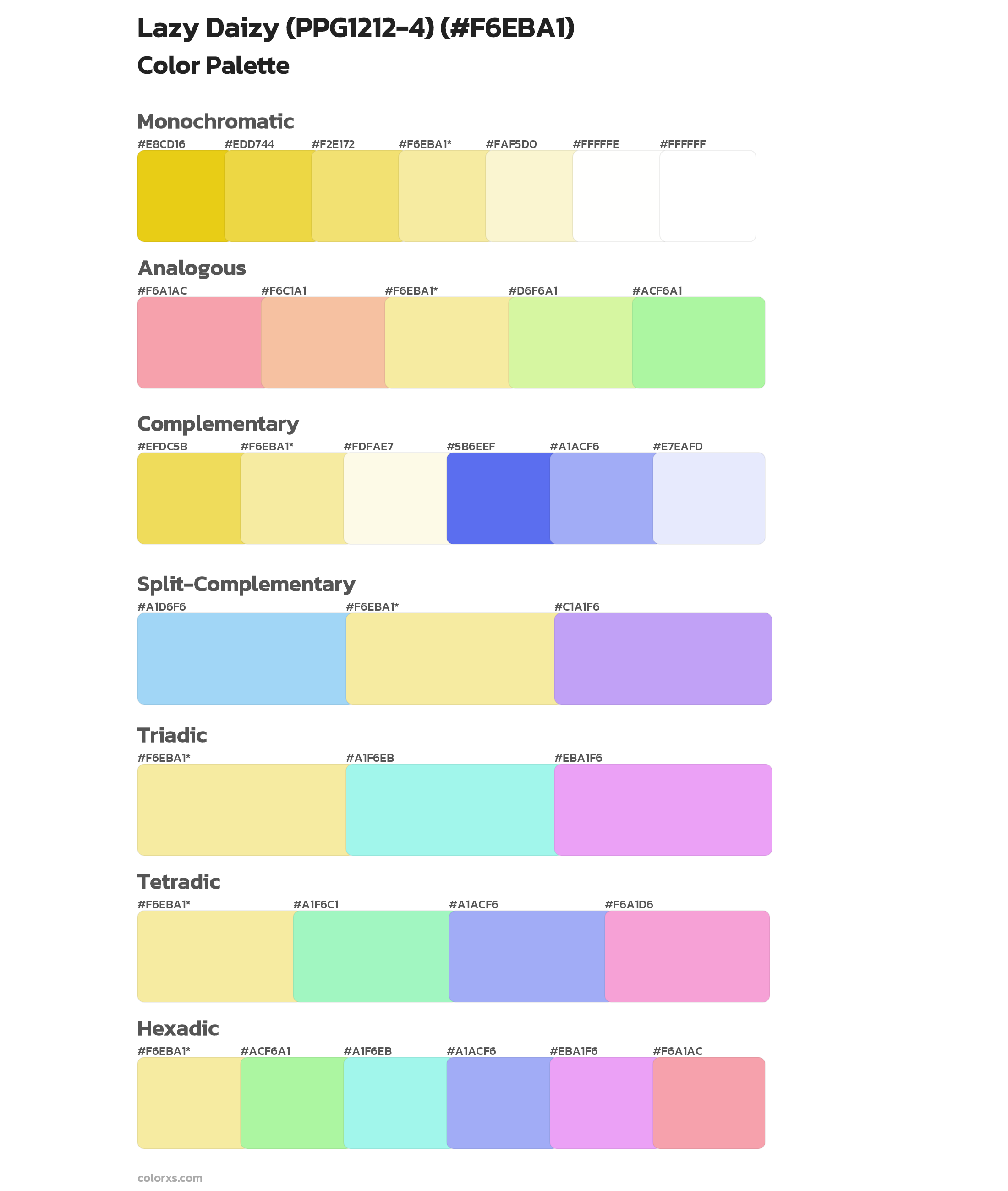Lazy Daizy (PPG1212-4) Color Scheme Palettes