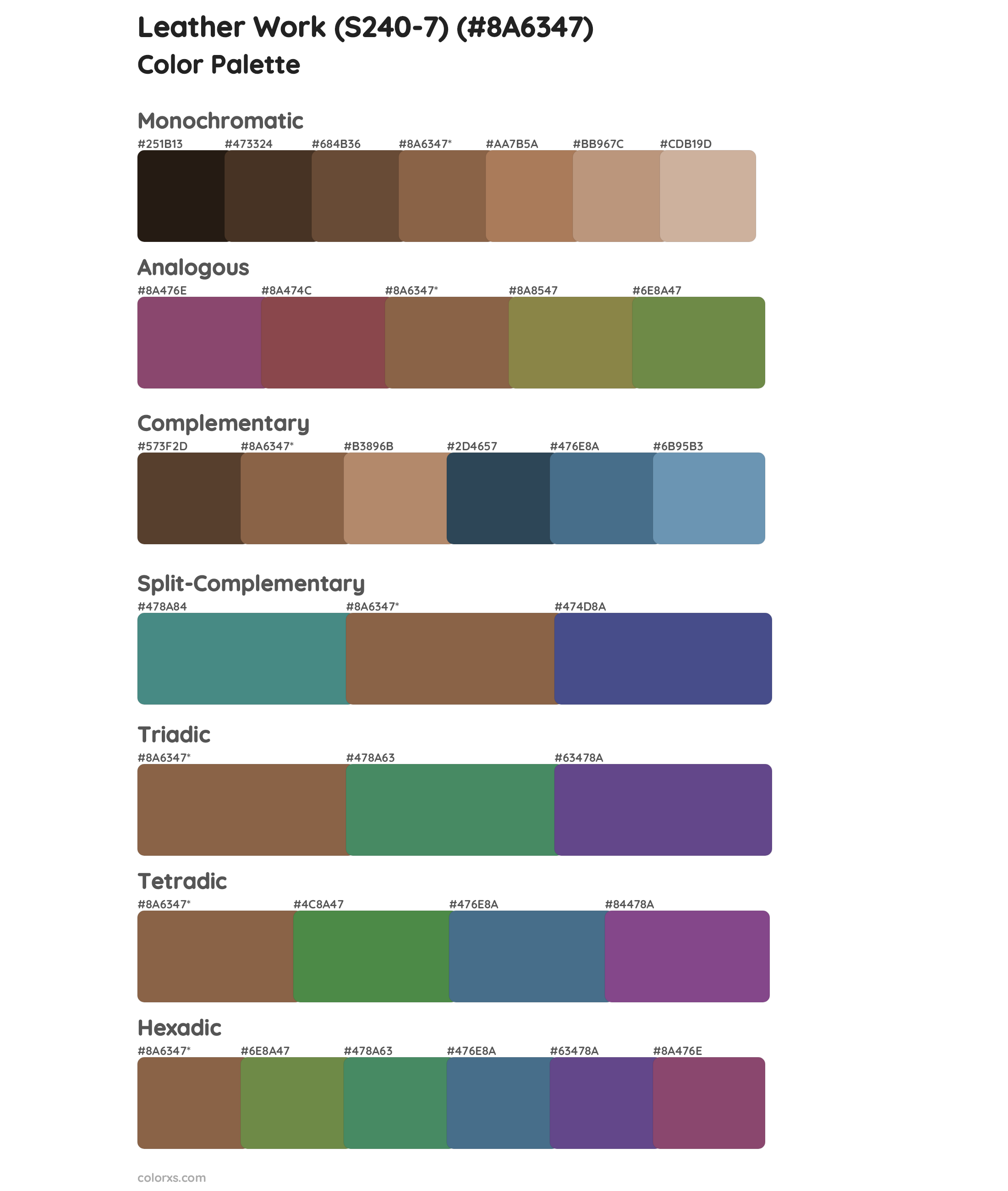 Leather Work (S240-7) Color Scheme Palettes