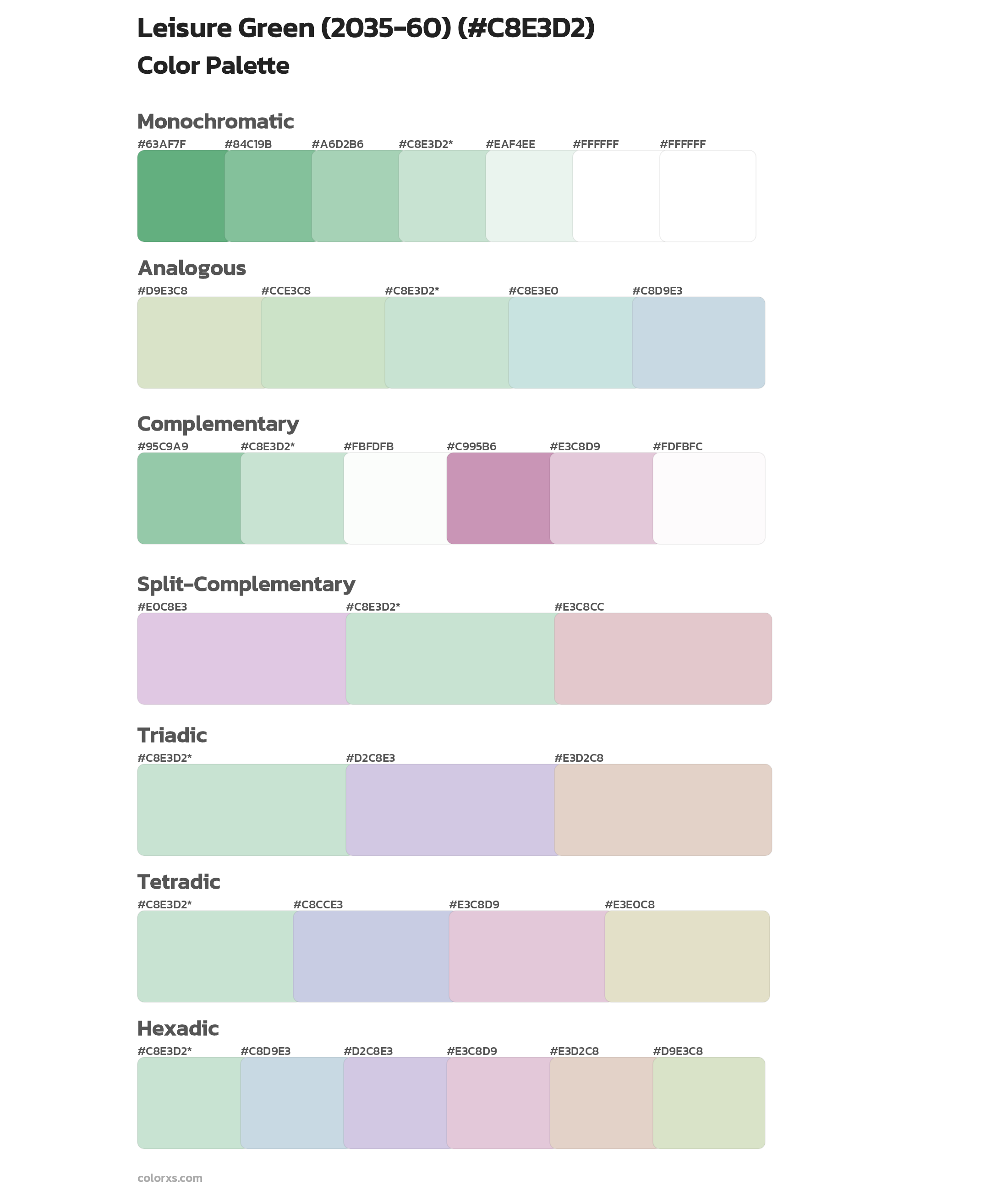 Leisure Green (2035-60) Color Scheme Palettes