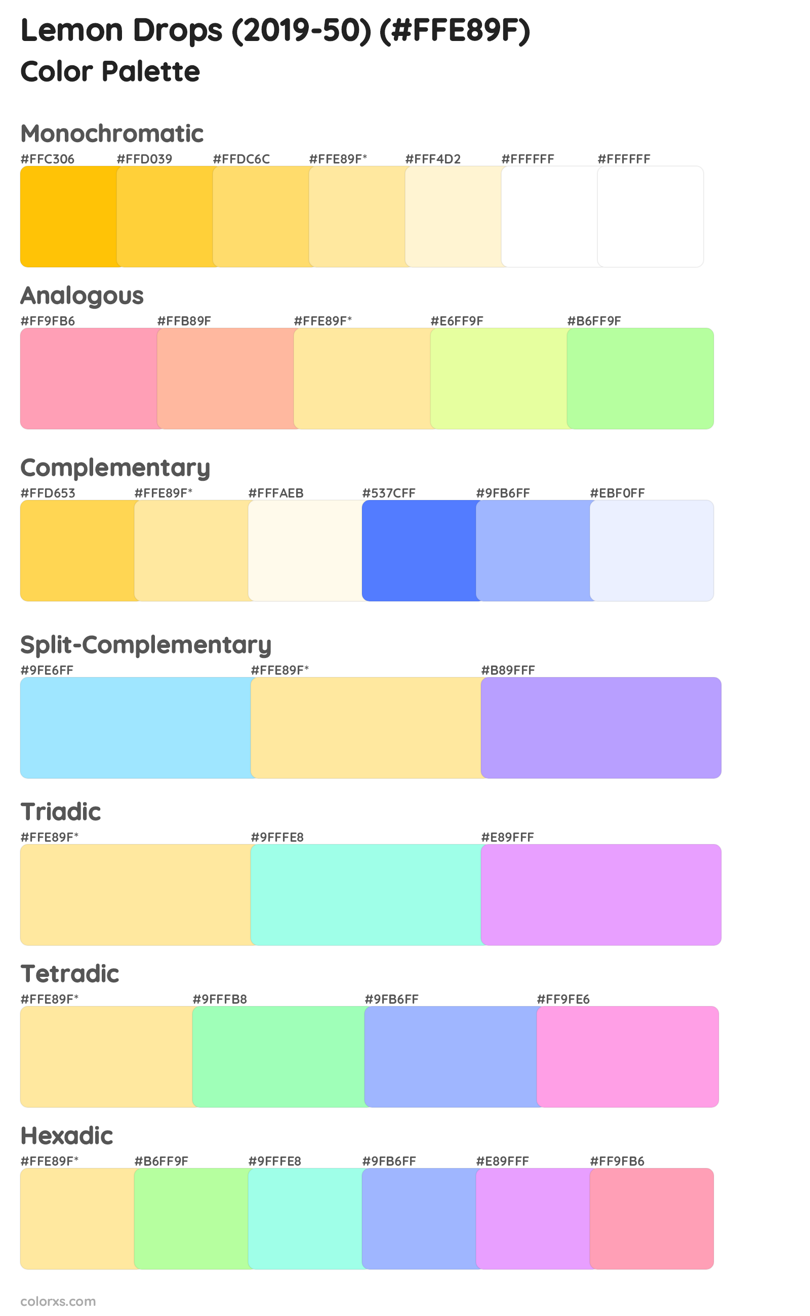 Lemon Drops (2019-50) Color Scheme Palettes